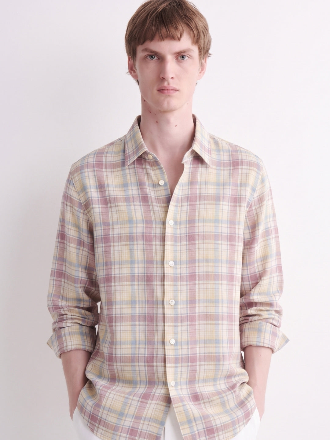 Pink Checked Linen Shirt