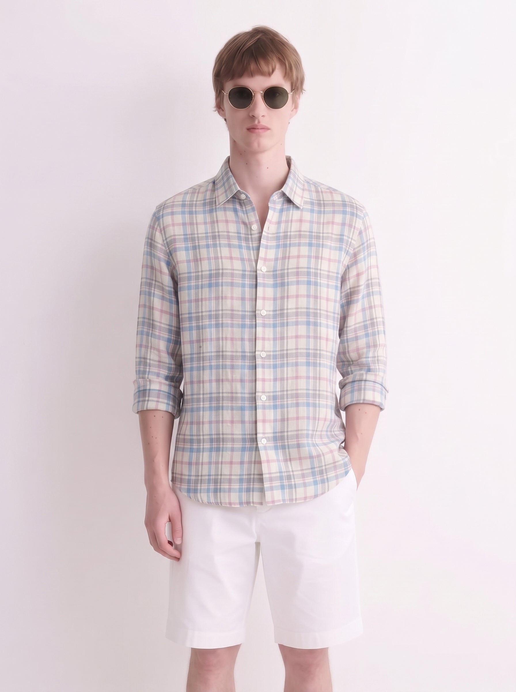 Sapphire Checked Linen Shirt