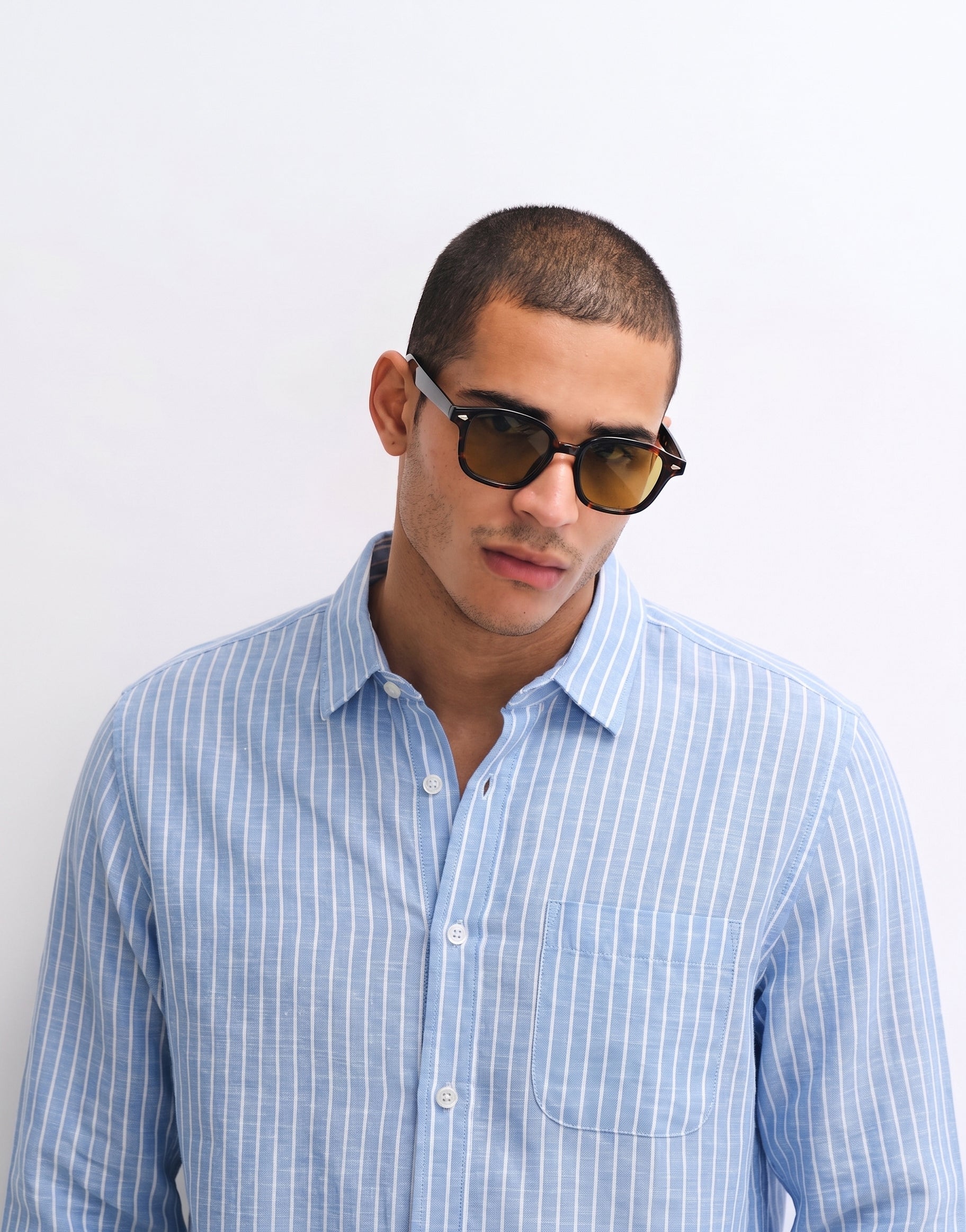 Sky Blue Striped Linen Shirt