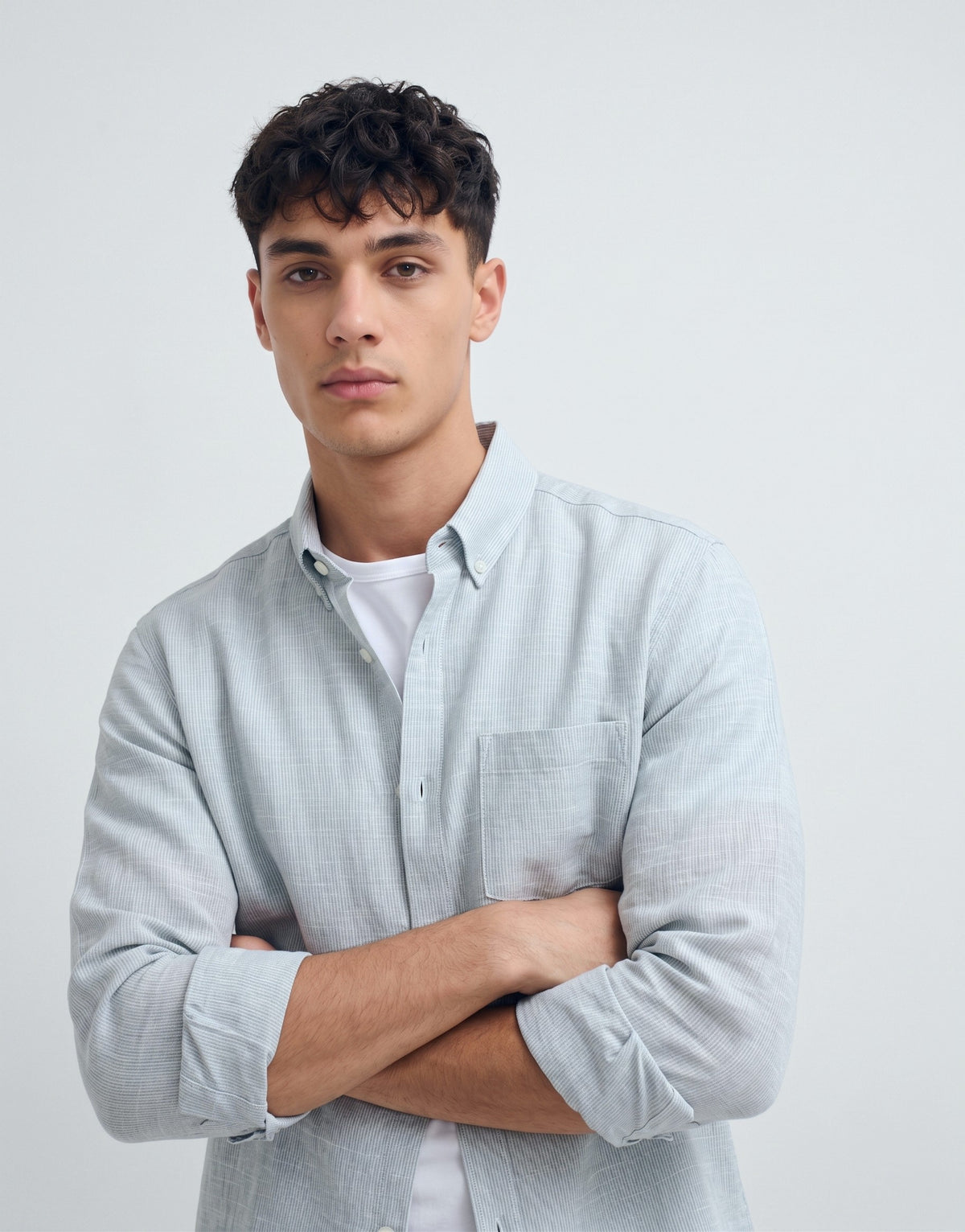 Sage Striped Linen Shirt