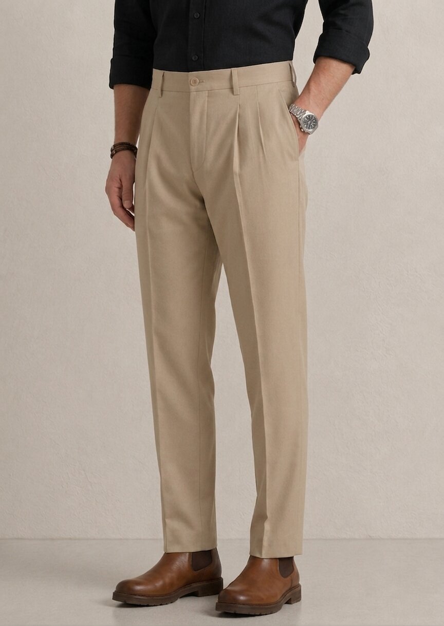 Beige Formal Pants