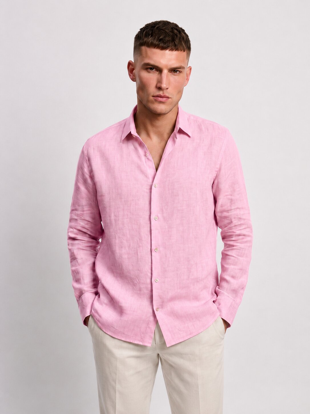 Mauve Pink Linen Shirt