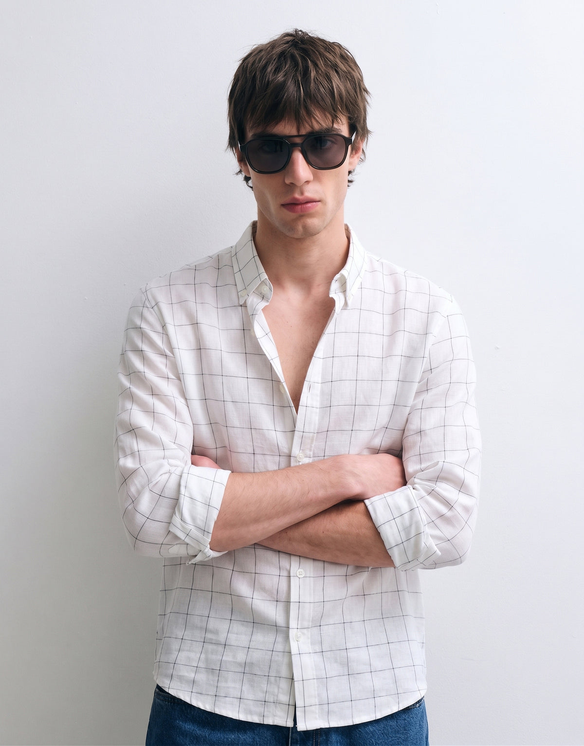 White Checked Cotton Shirt