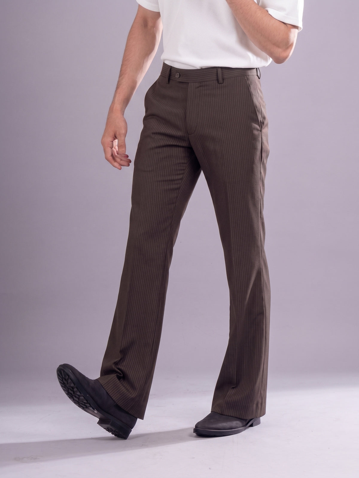 Coffee Striped Bootcut Pant