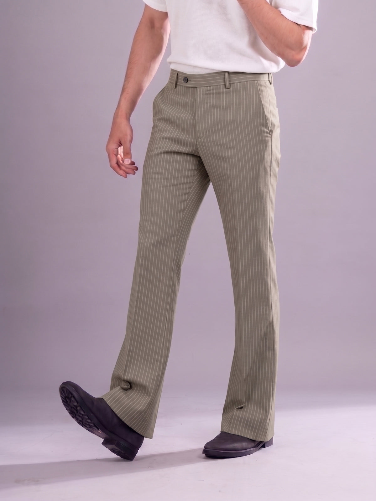 Ivory Striped Bootcut Pant