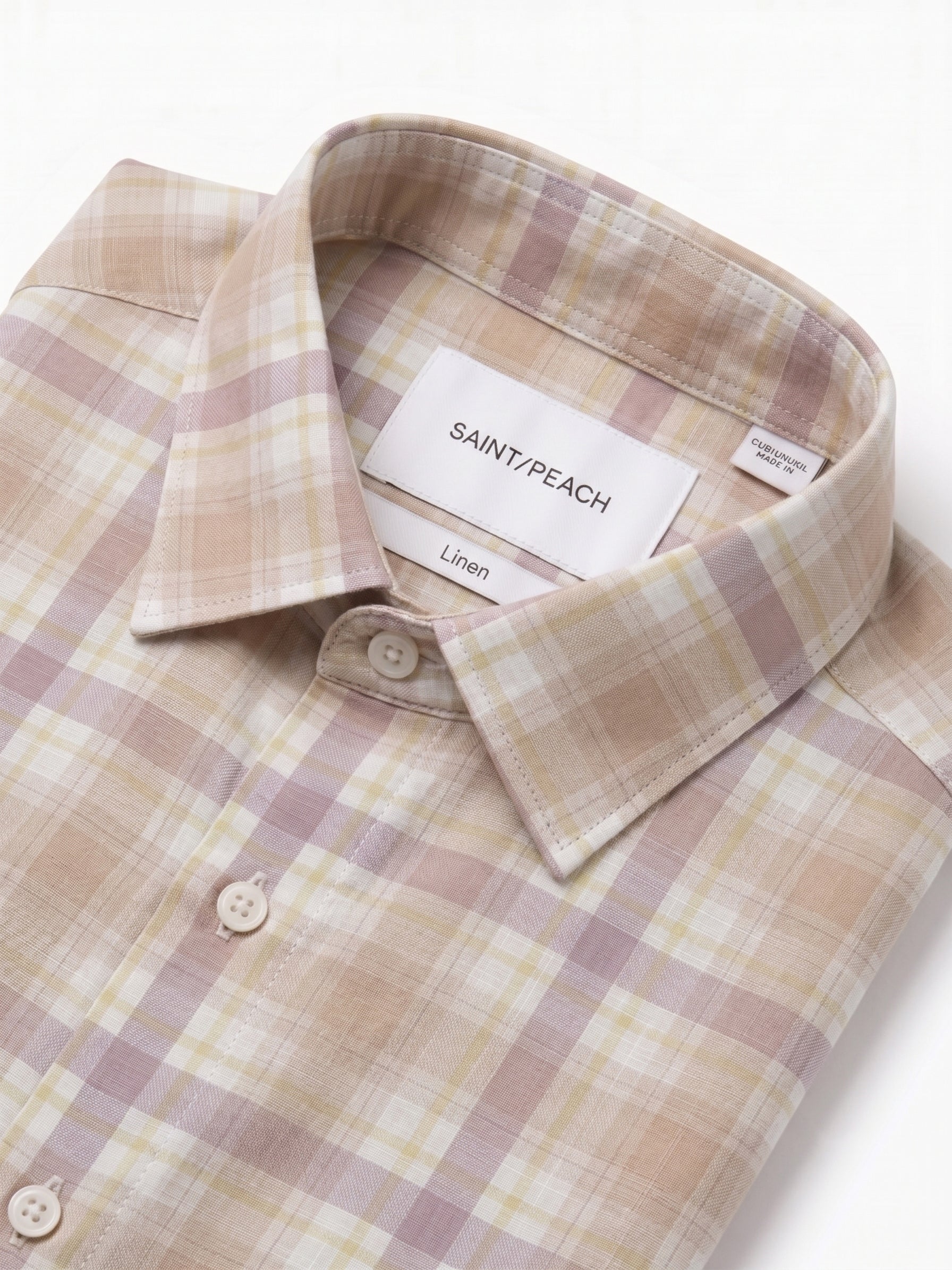 Orange Checked Linen Shirt