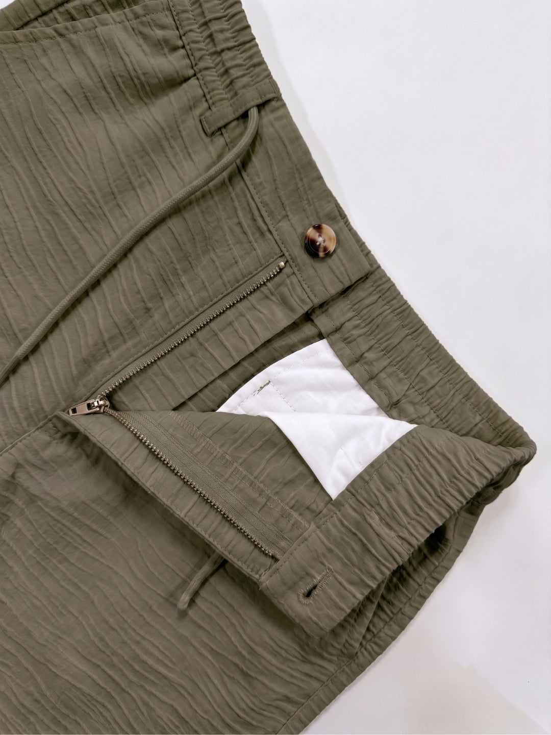 Green Striped Cotton Linen Pant