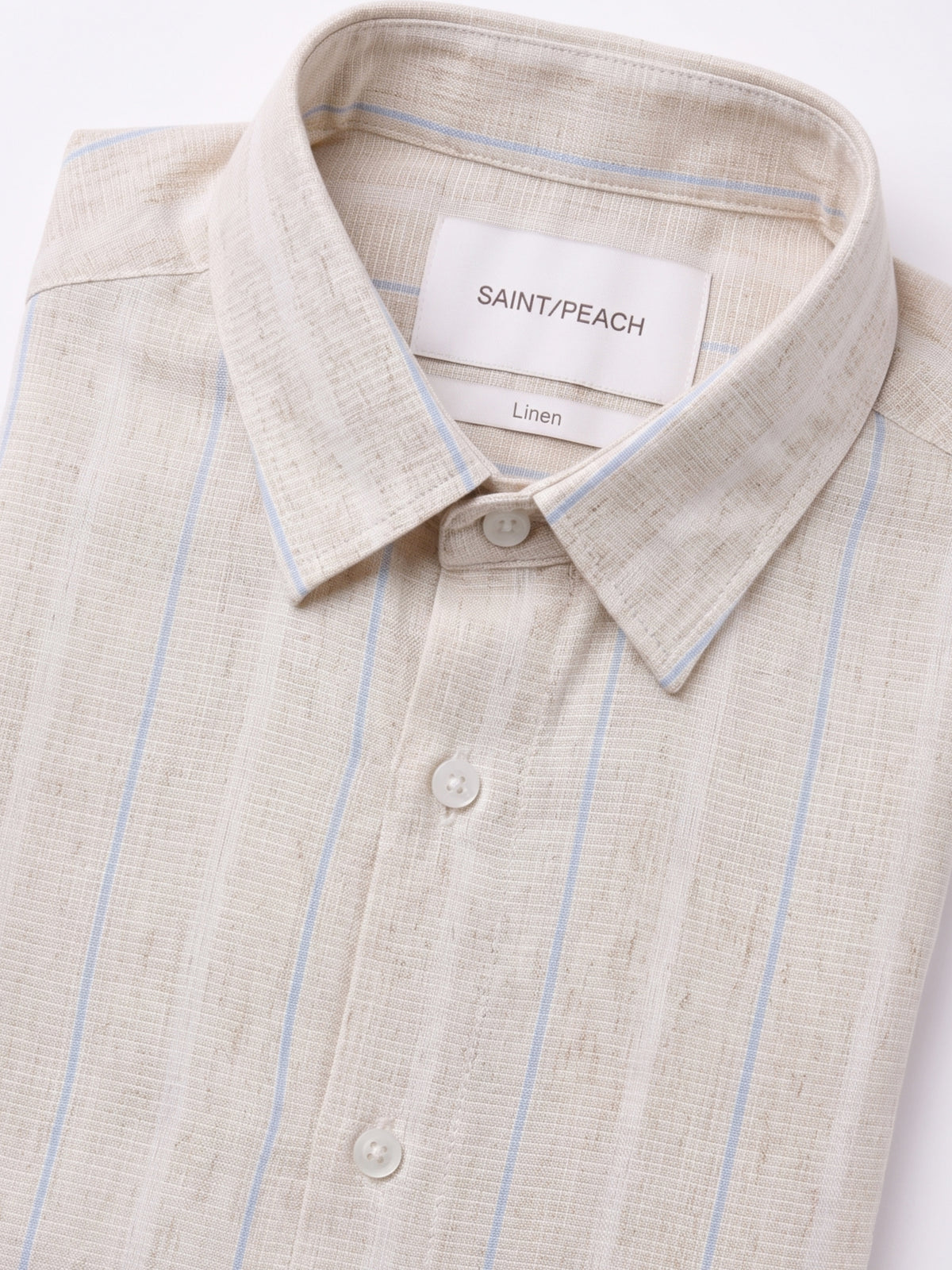 Creamy Blue Striped Linen Shirt