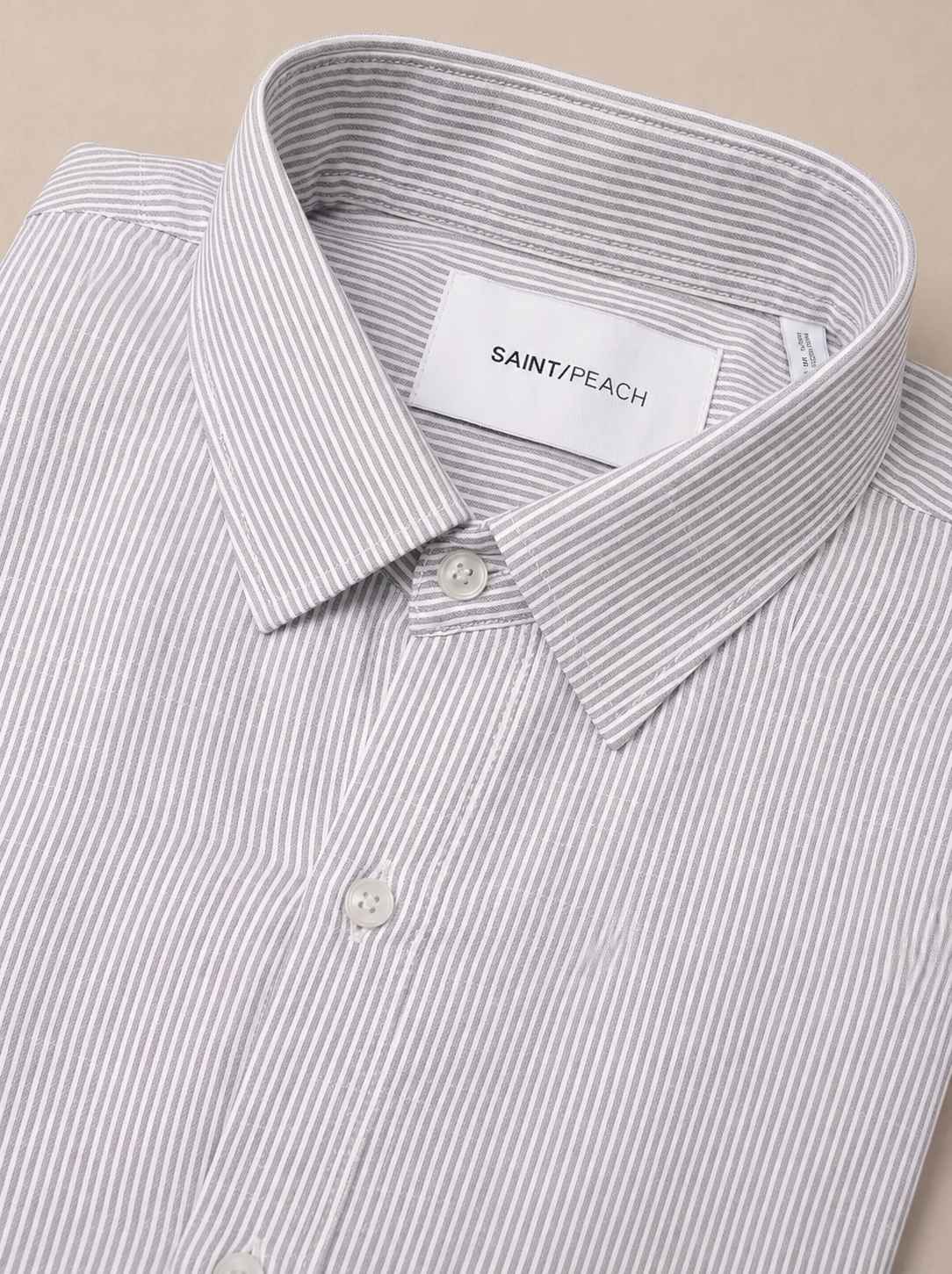 Light Grey Striped Linen Shirt