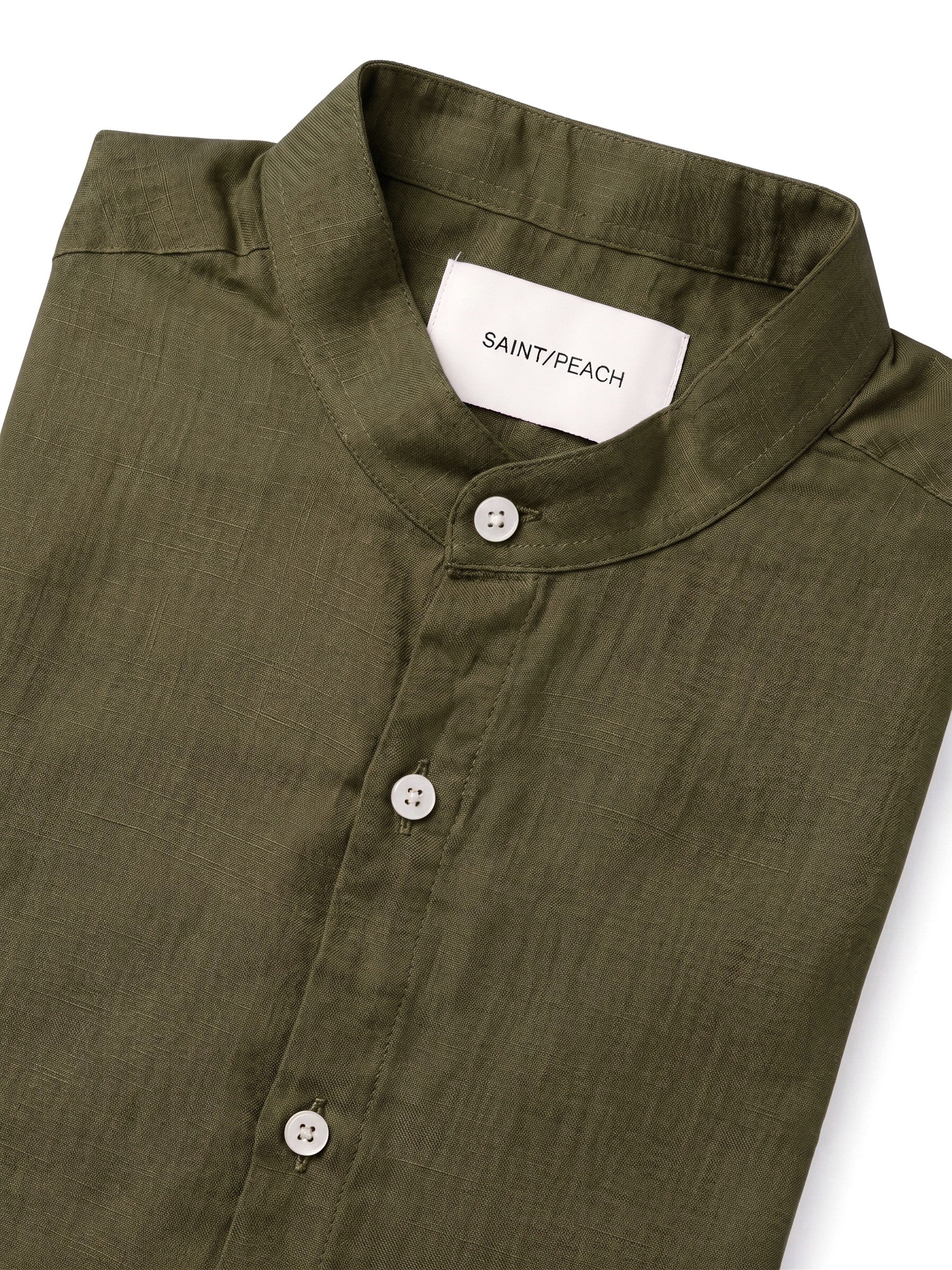Forest Chinese Collar Linen Shirt