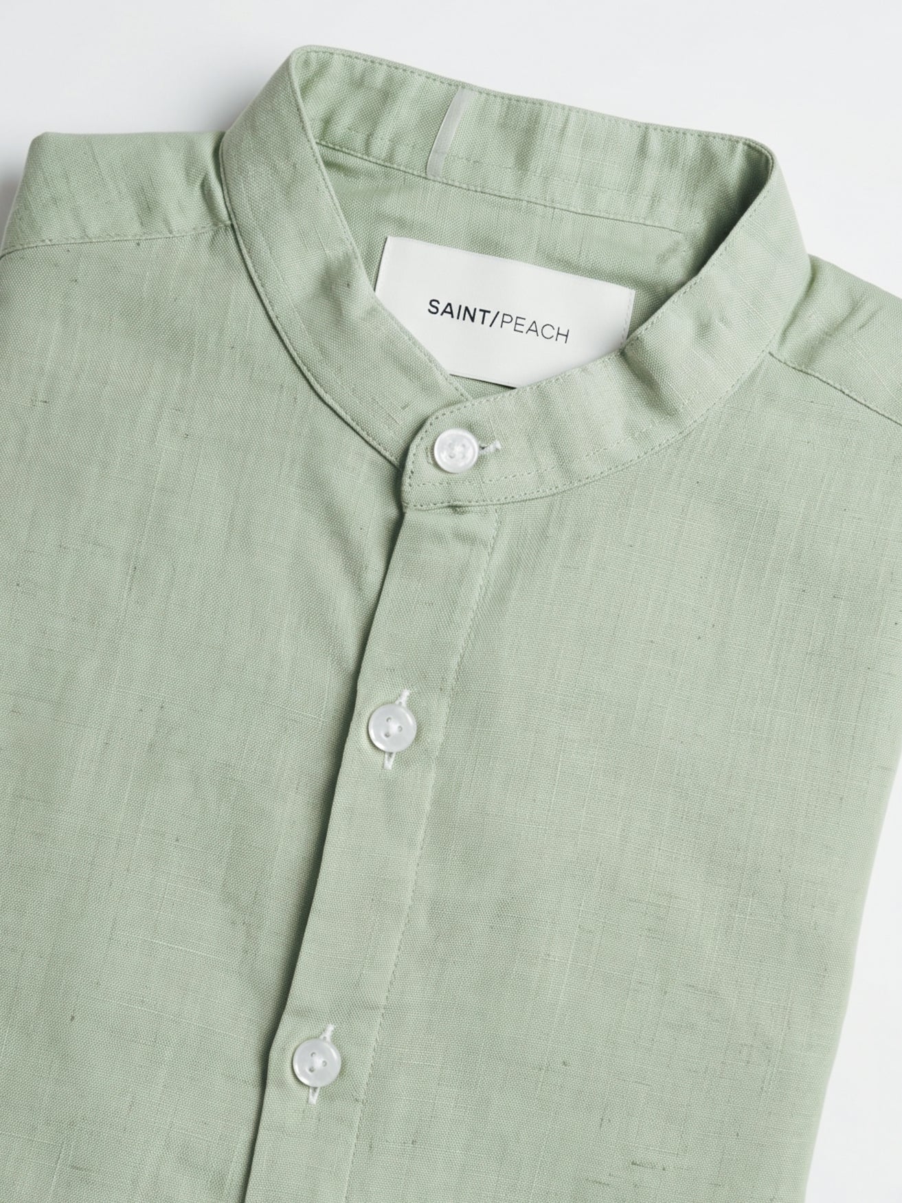 Pistachio Chinese Collar Linen Shirt