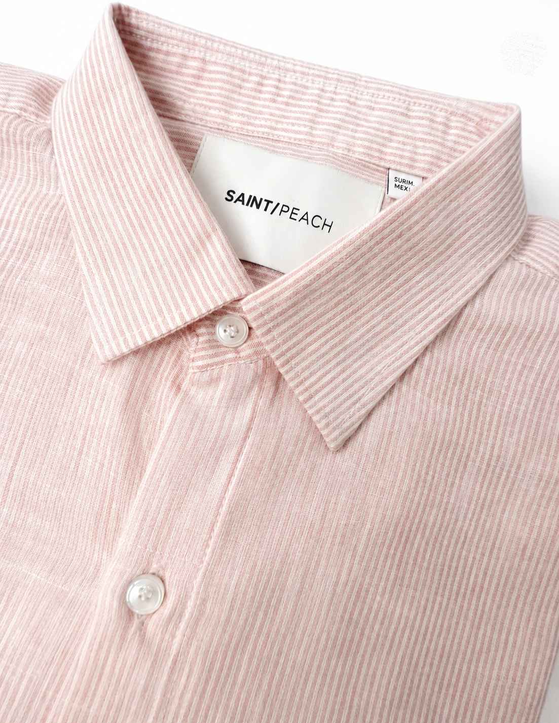 Pale Peach Striped Linen Shirt