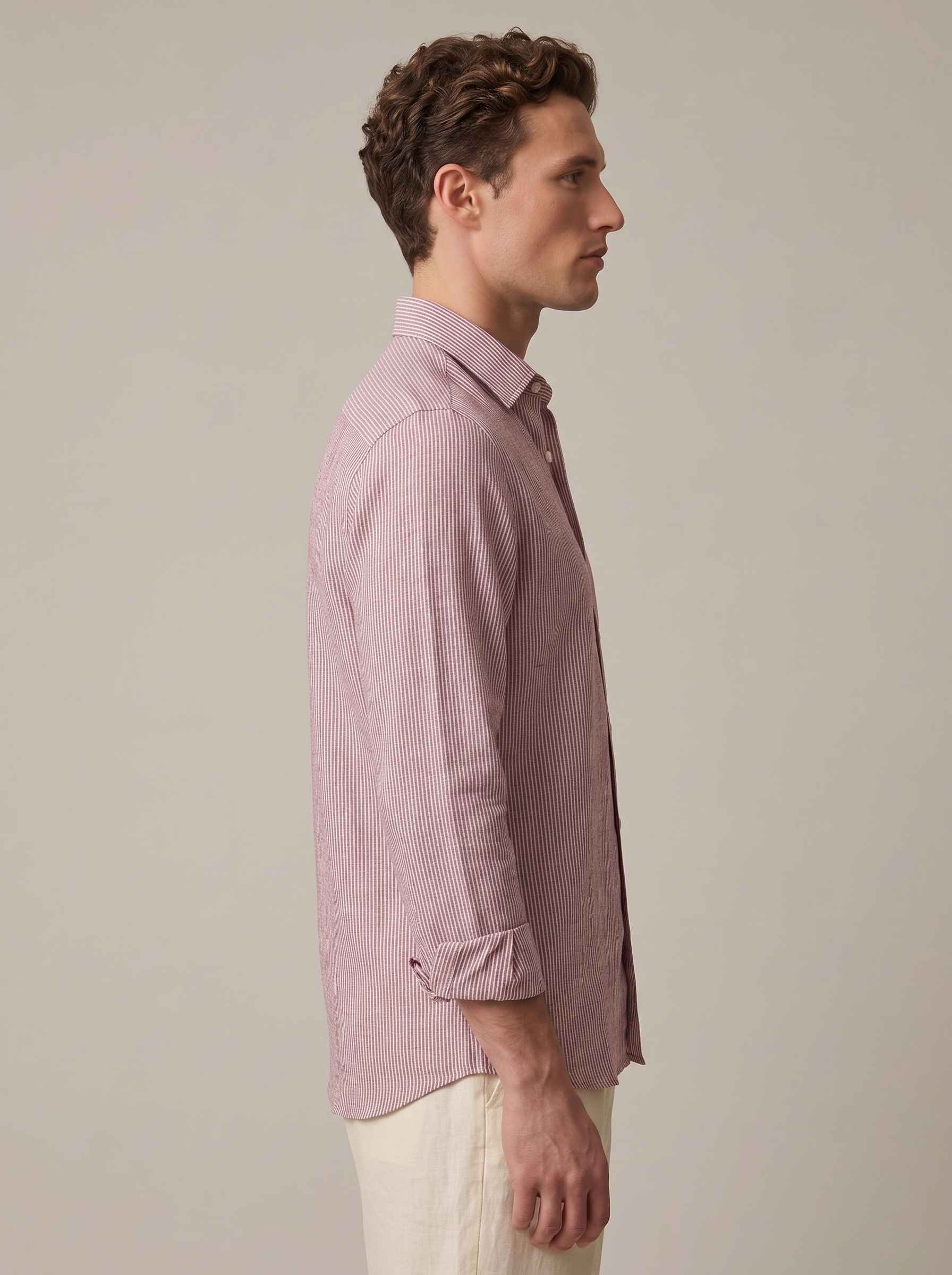 Muted Rose Striped Linen Shirt