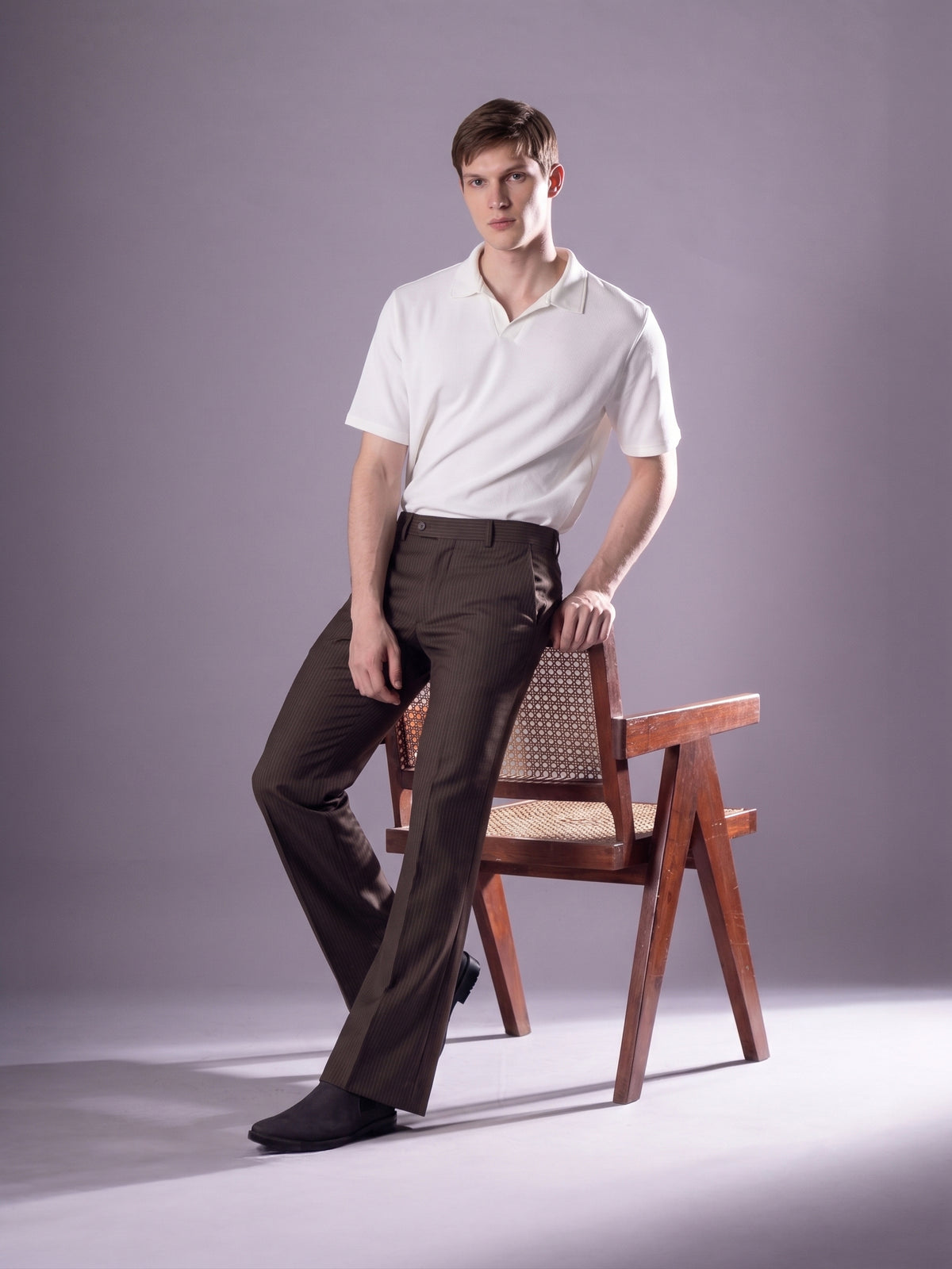Coffee Striped Bootcut Pant
