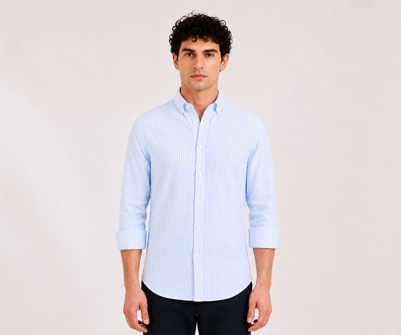 Dusty Blue Striped Linen Shirt