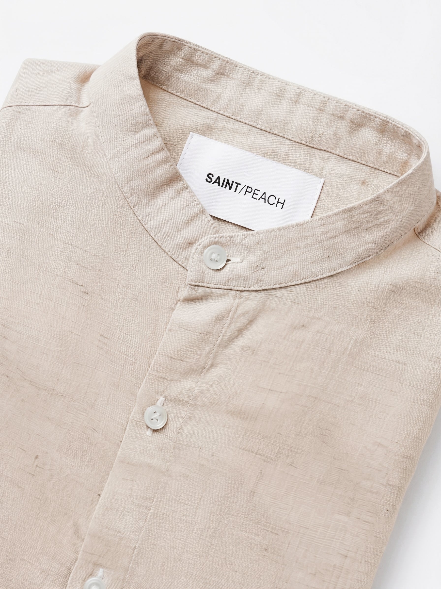 Natural Chinese Collar Linen Shirt