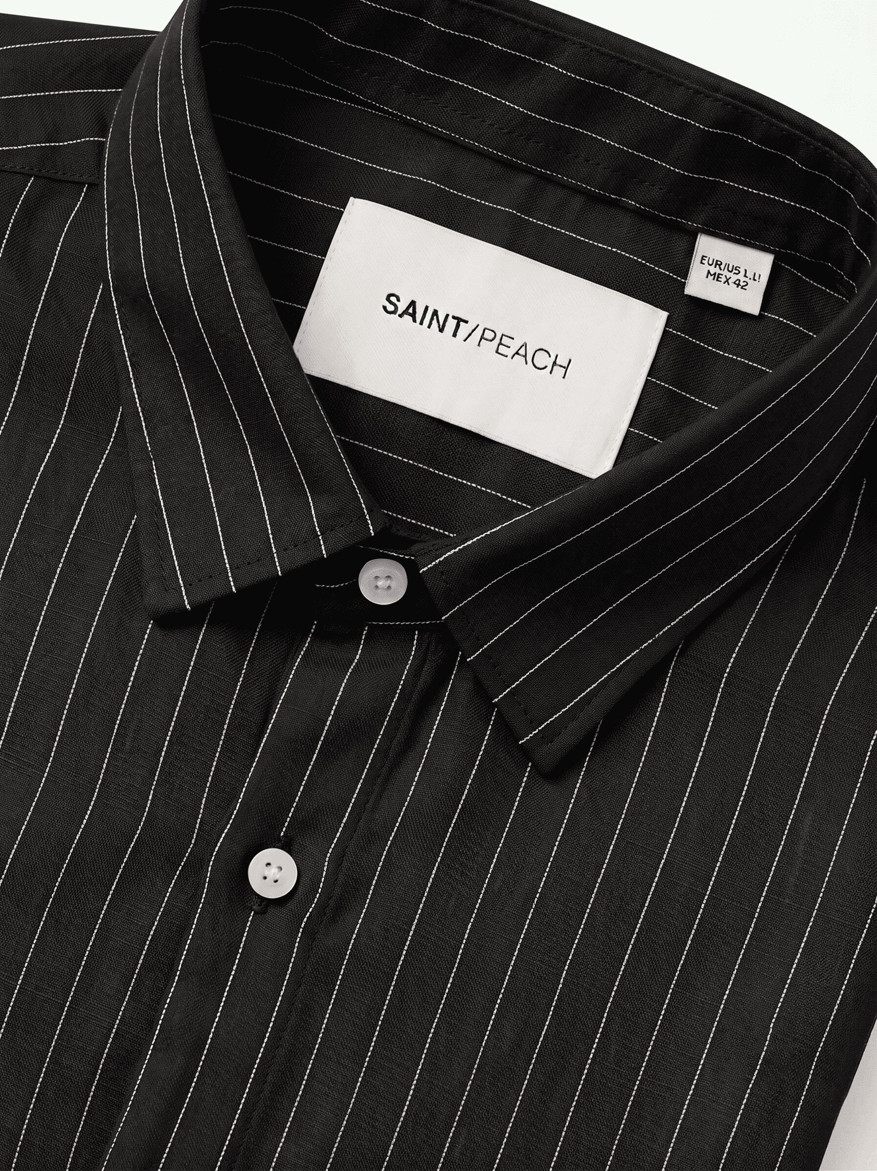 Black Pinstriped Linen Shirt