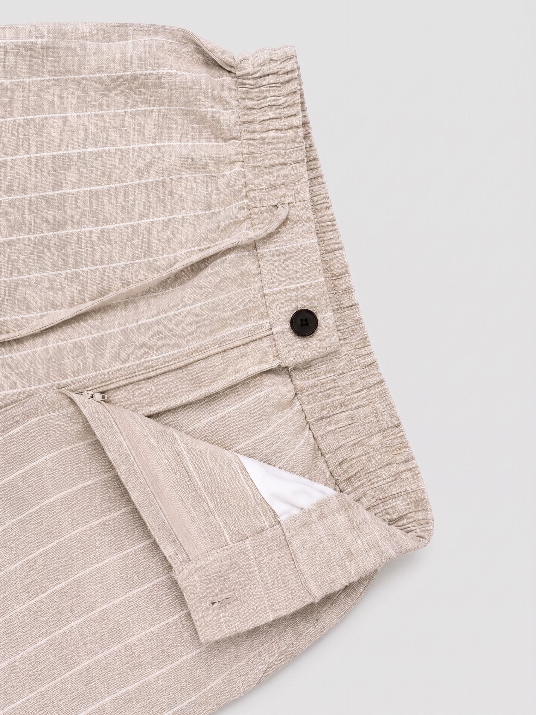 Natural Striped Cotton Linen Pant