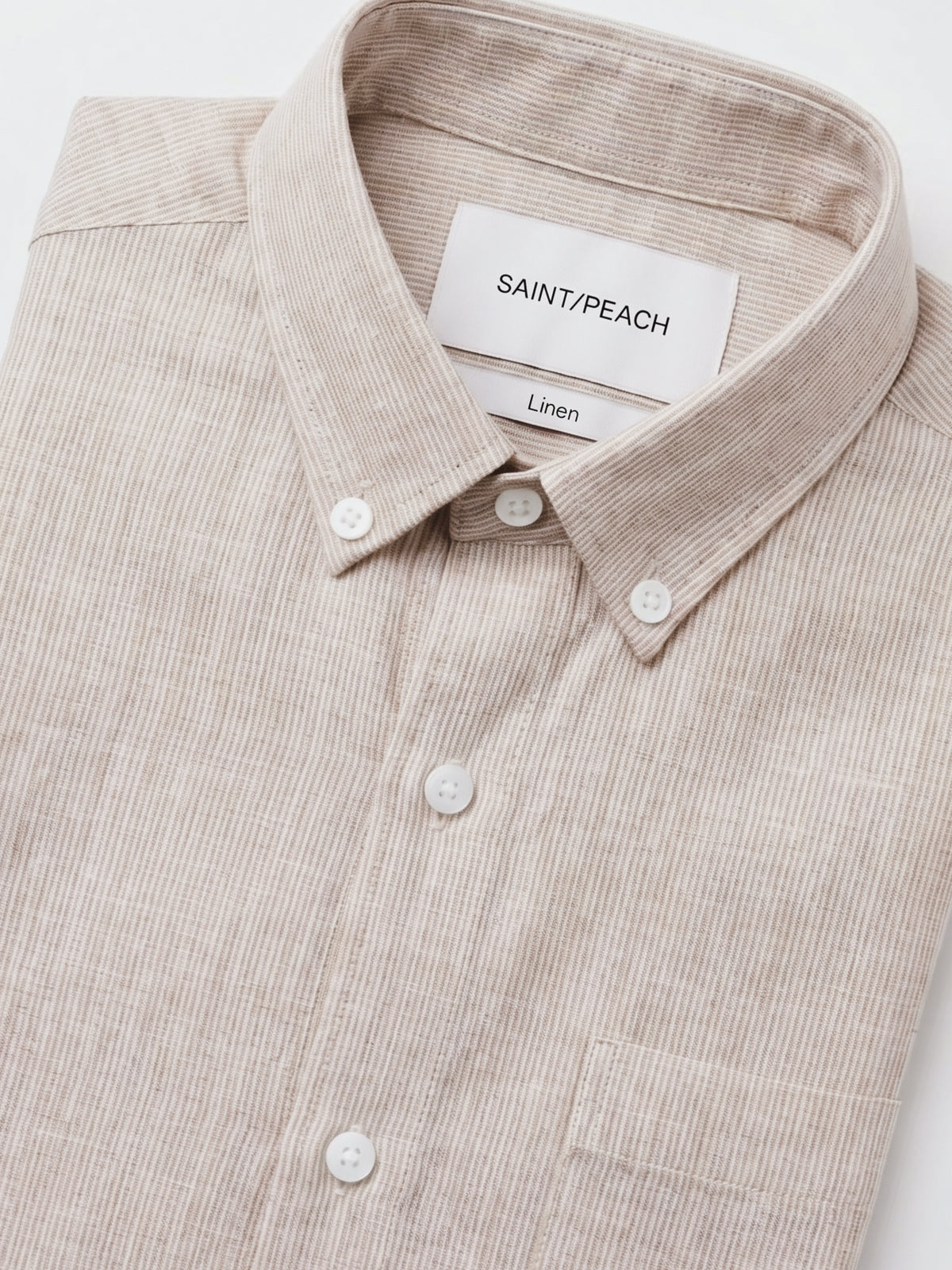 Warm Ivory Striped Linen Shirt