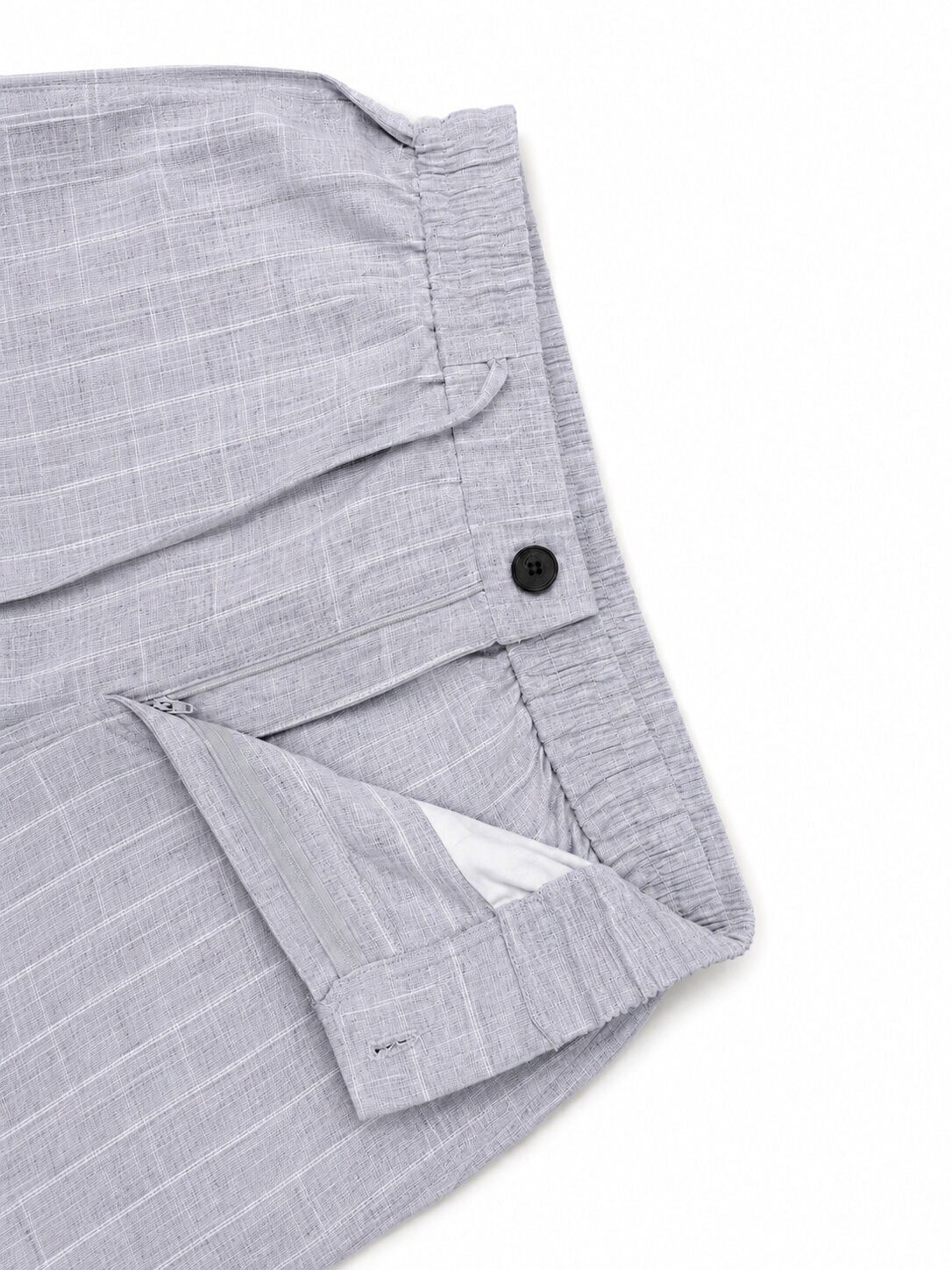 Light Grey Striped Cotton Linen Pant