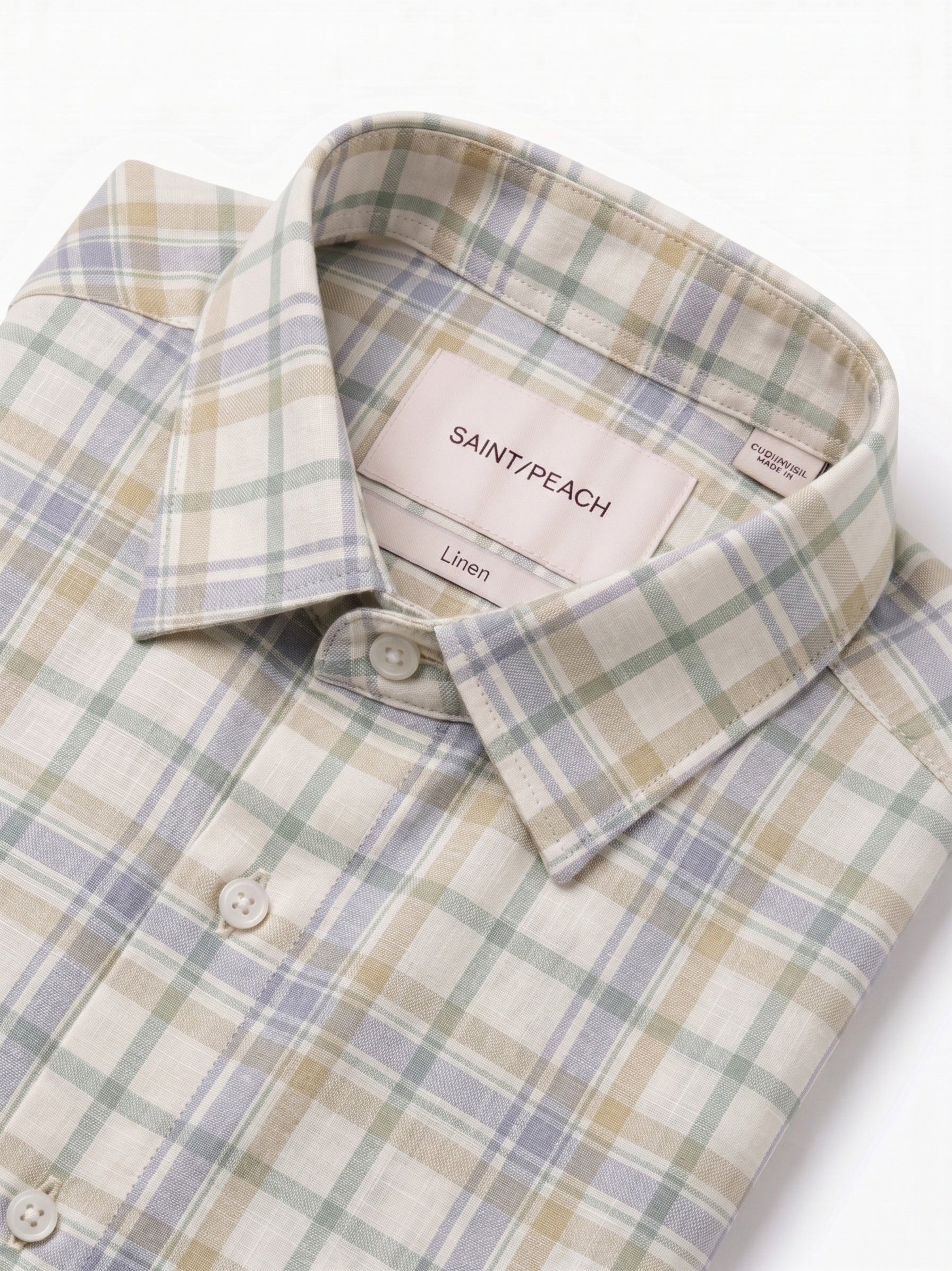 Cream Checked Linen Shirt