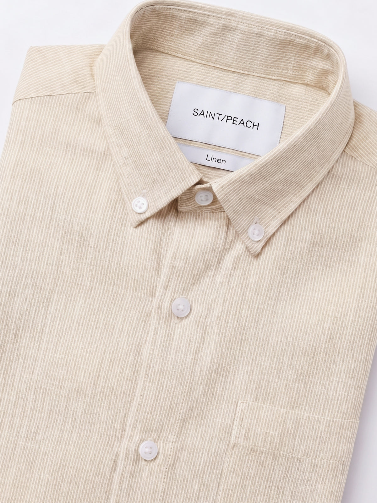 Pale Yellow Striped Linen Shirt