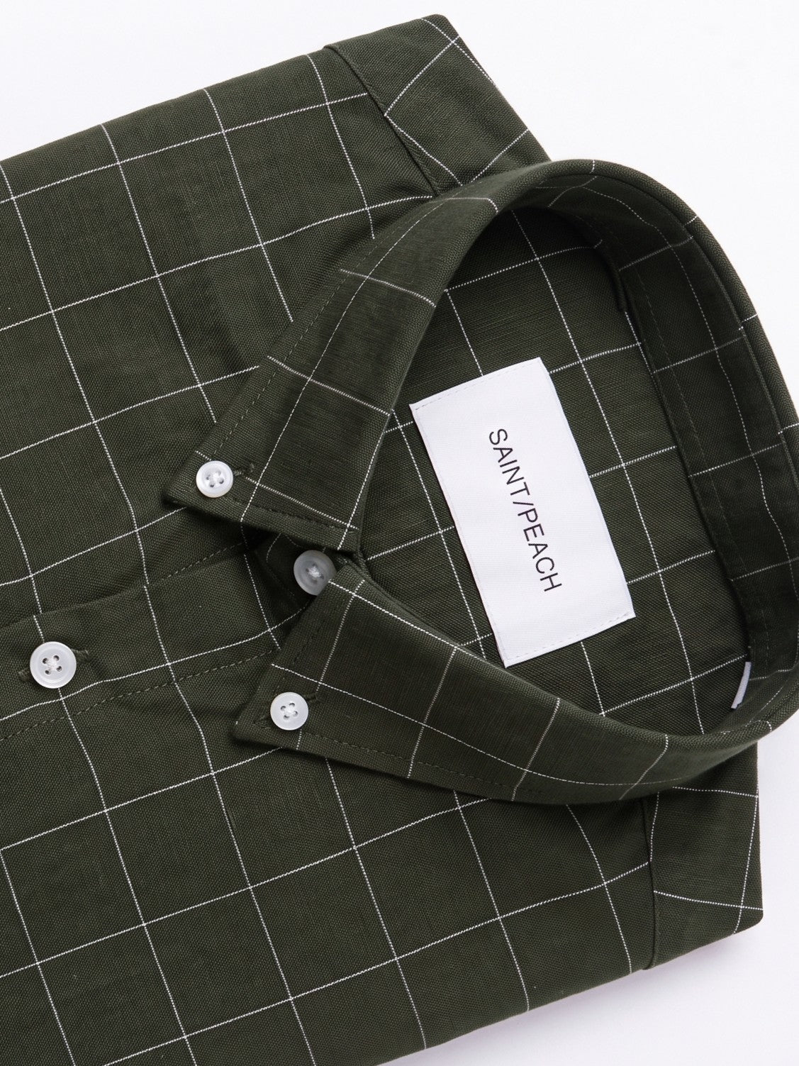 Olive Green Checked Cotton Shirt
