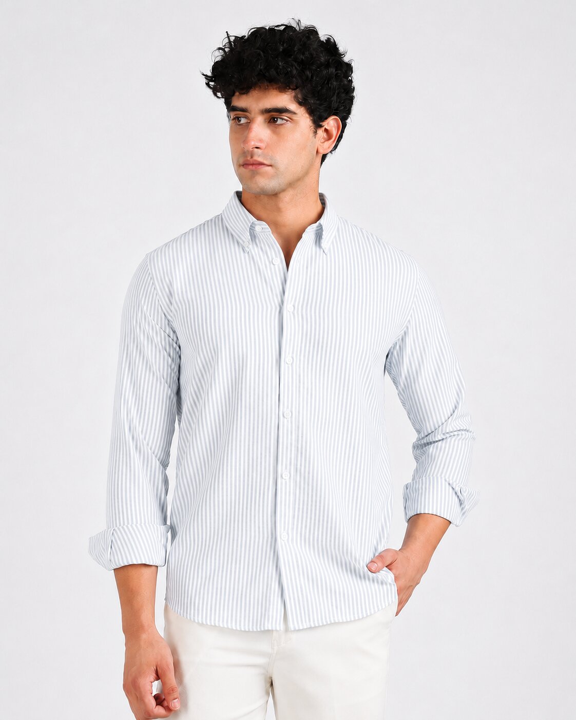 Grey Striped Linen Shirts