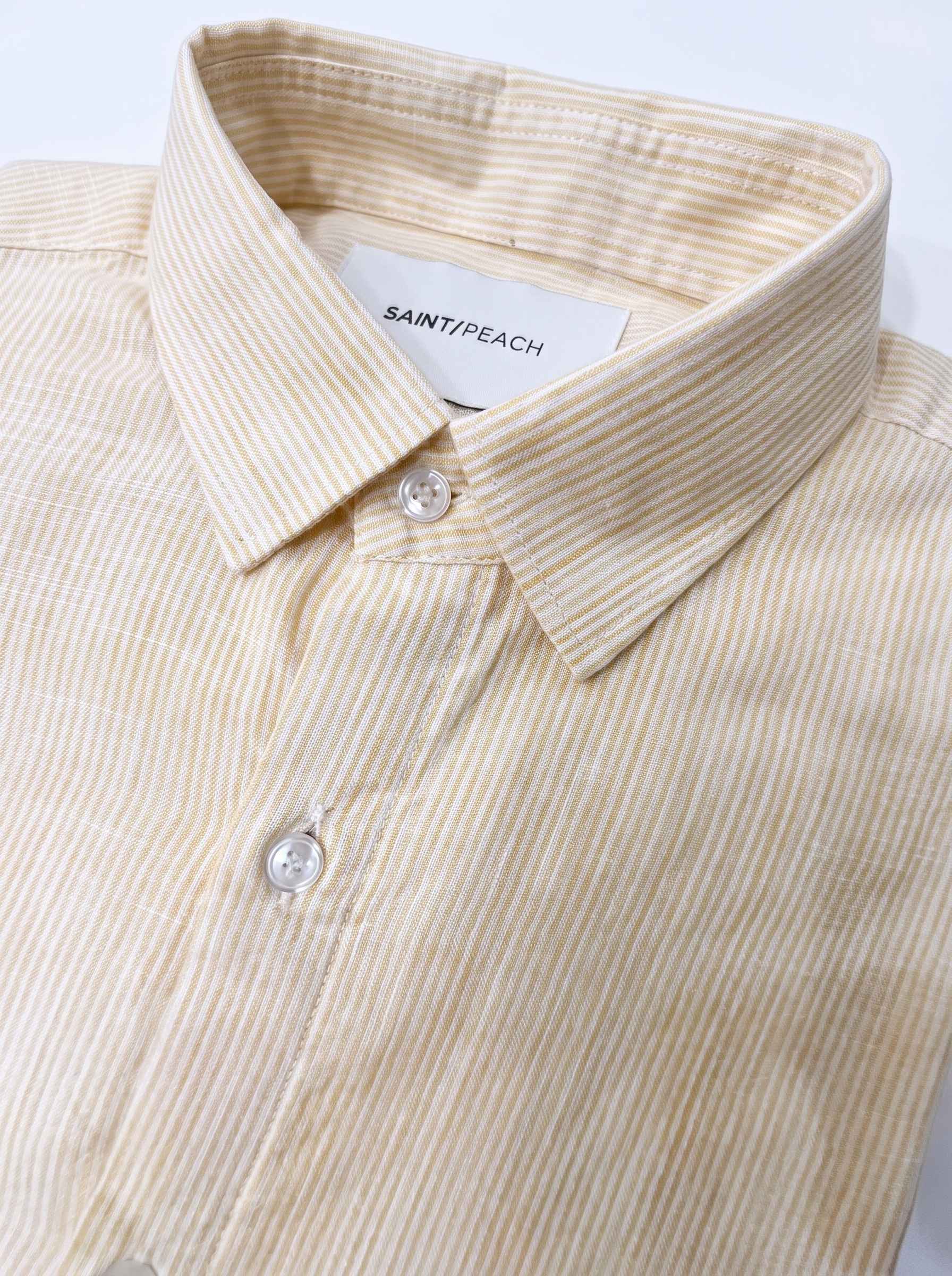 Pale Yellow Striped Linen Shirt
