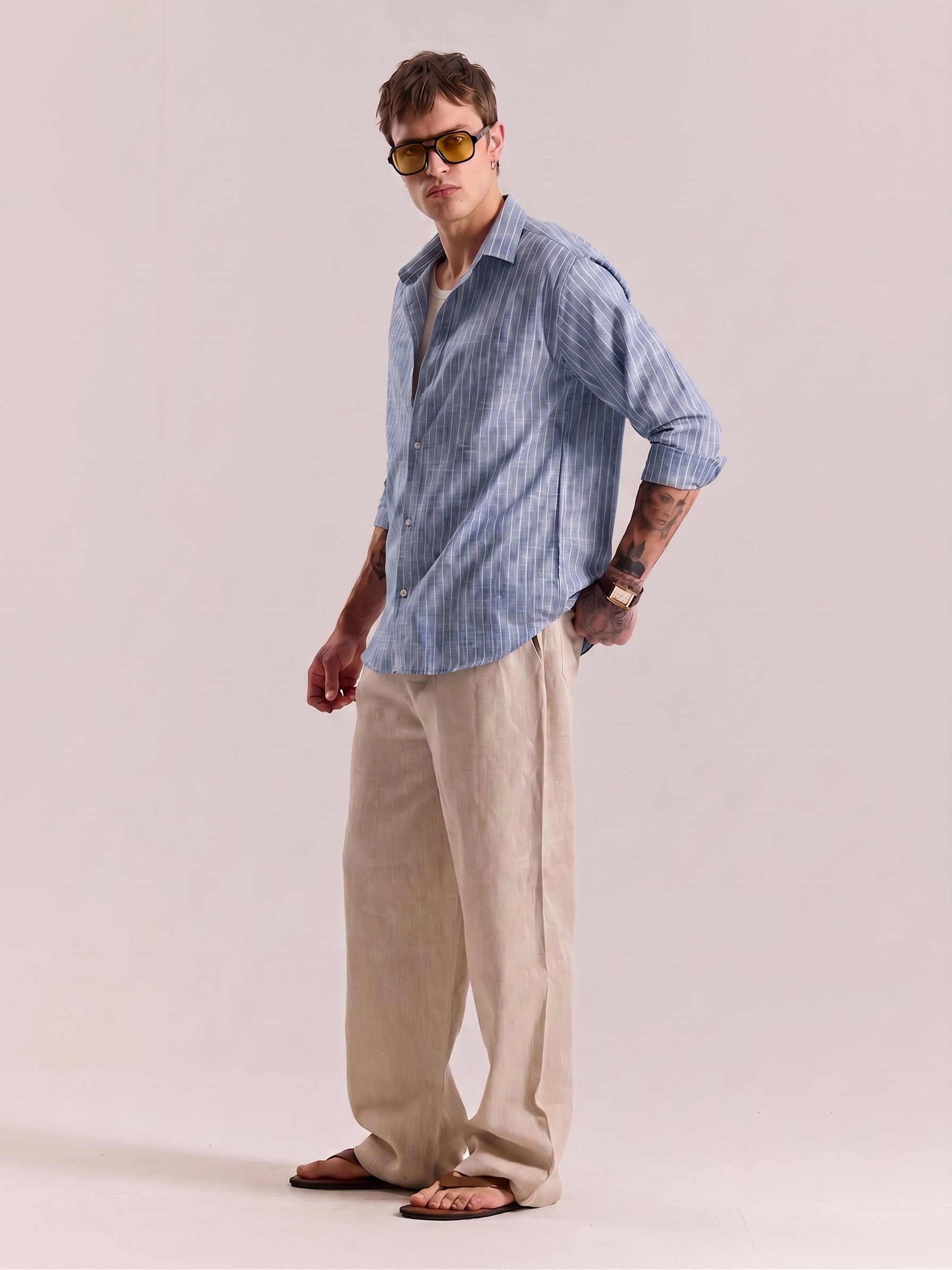 Blue Striped Linen Shirt