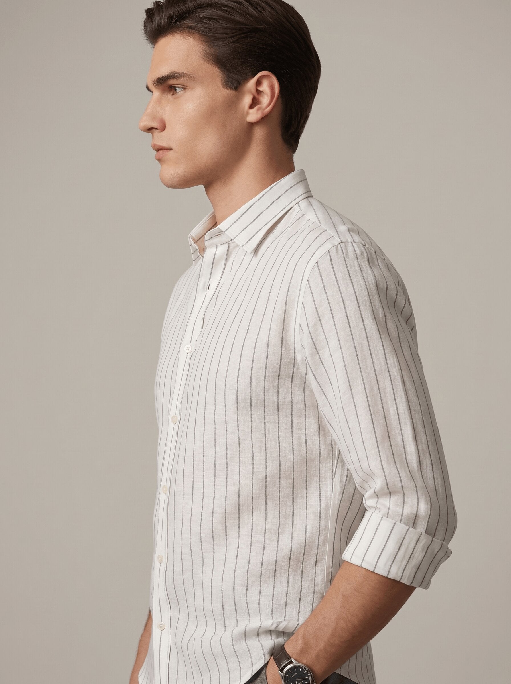 White Pinstriped Linen Shirt