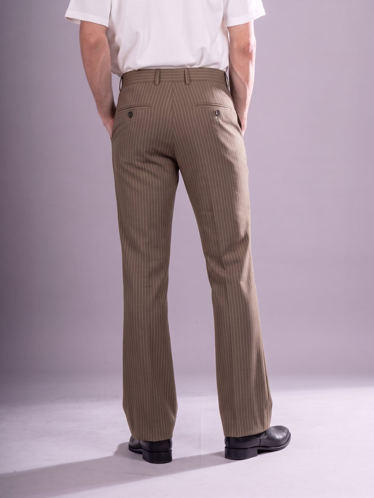 Brown Striped Bootcut Pant