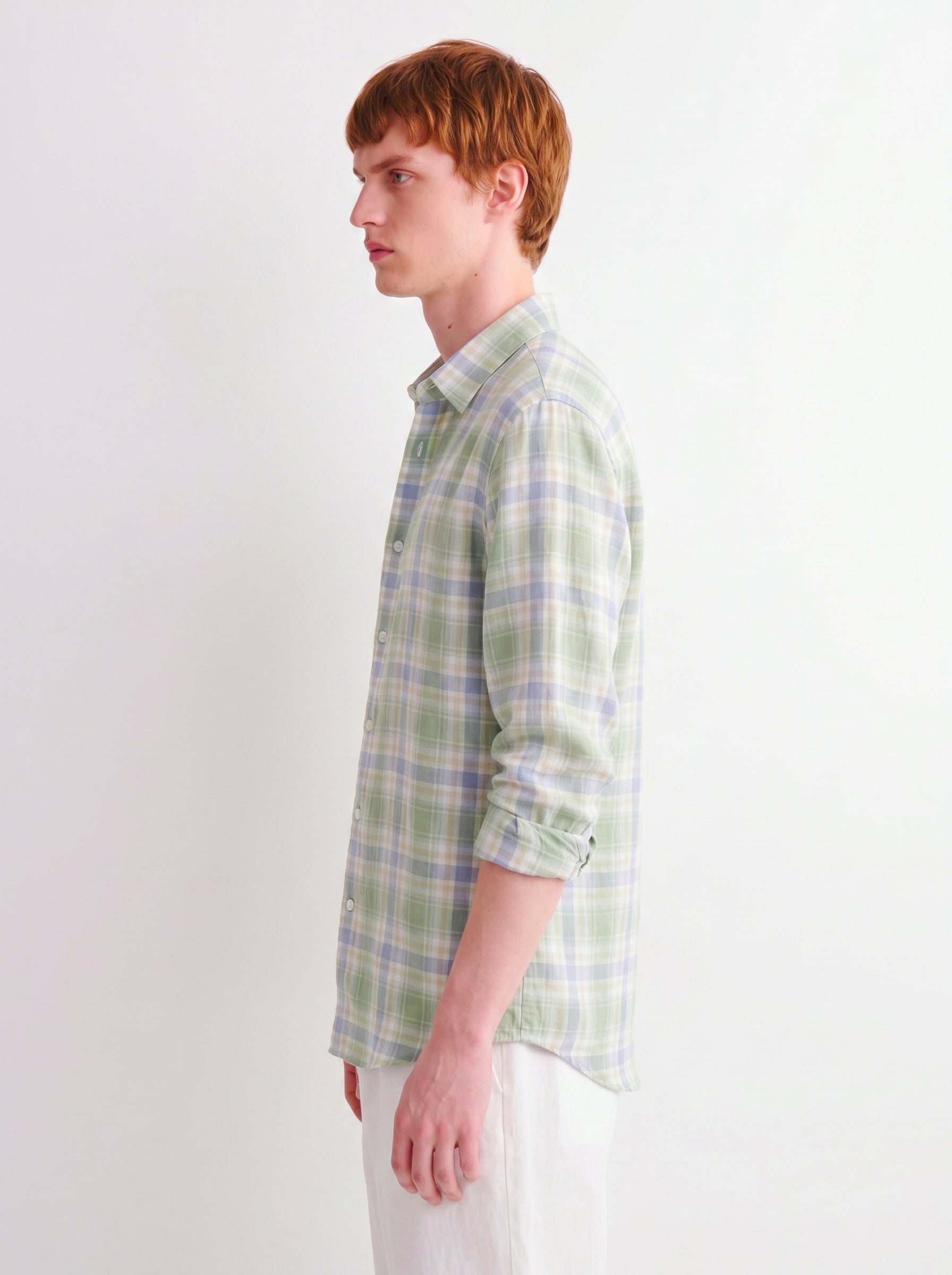 Green Checked Linen Shirt