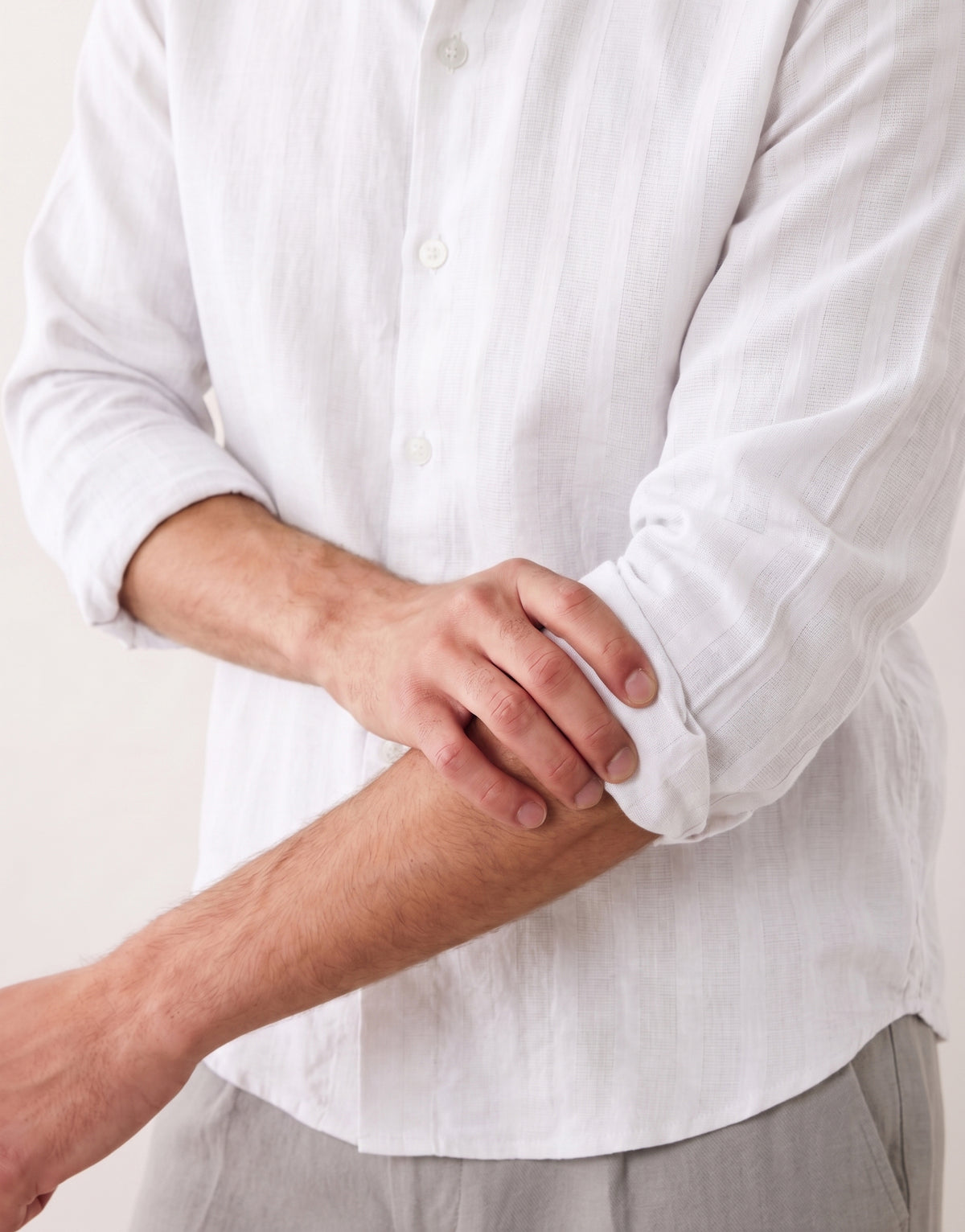 White Cotton Striped Shirt