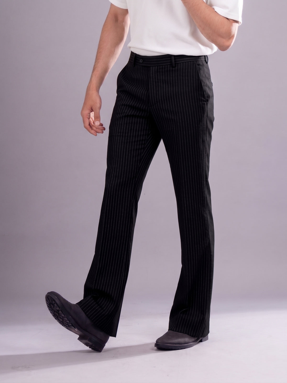 Black Striped Bootcut Pant