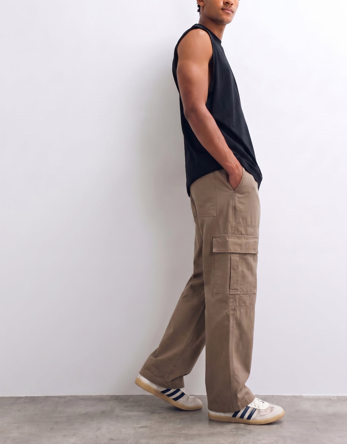 Mushroom Mid Rise Cotton Cargo
