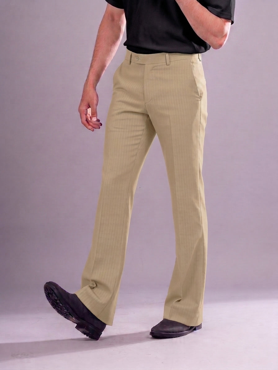 Khaki Striped Bootcut Pant