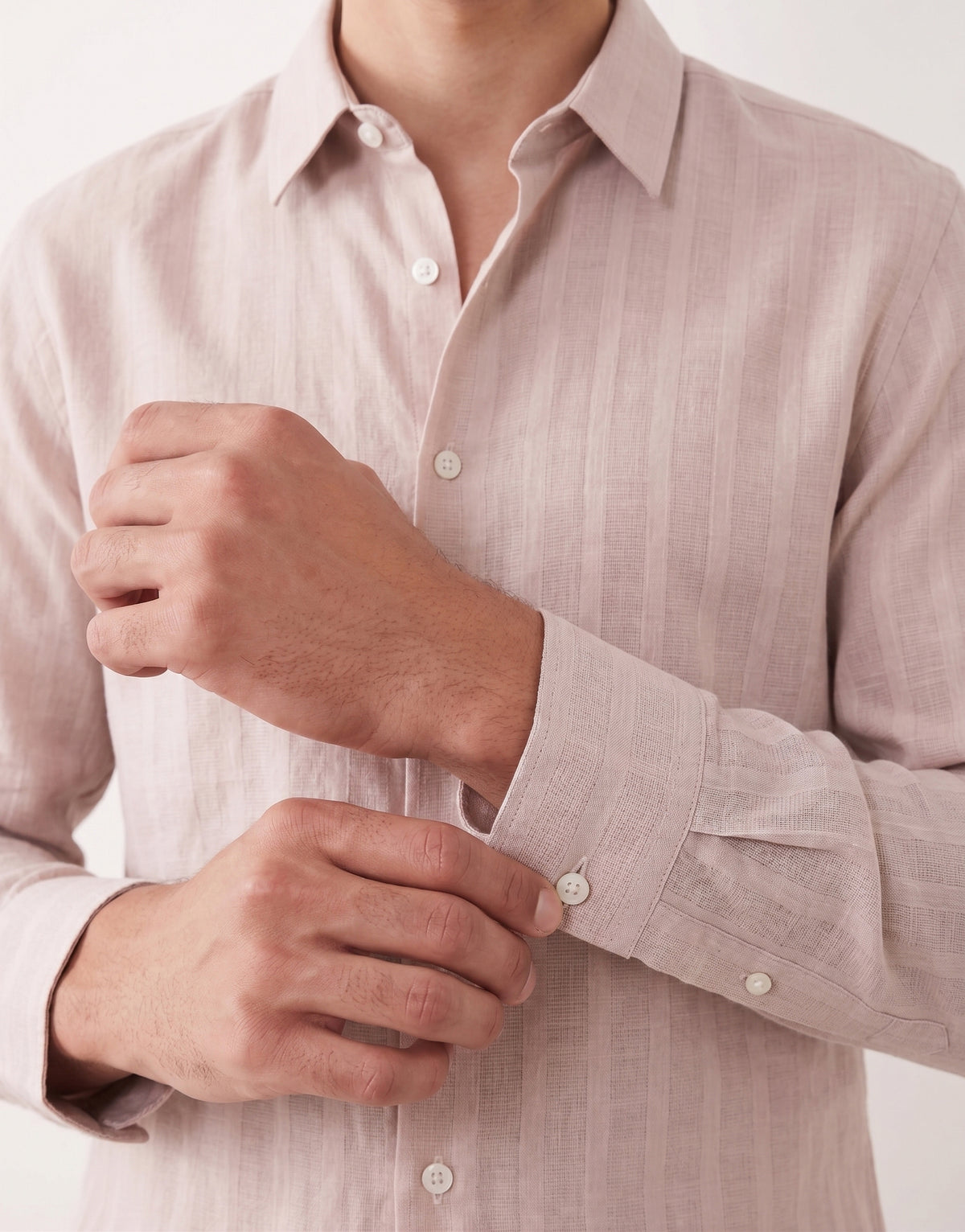 Dusty Pink Cotton Striped Shirt
