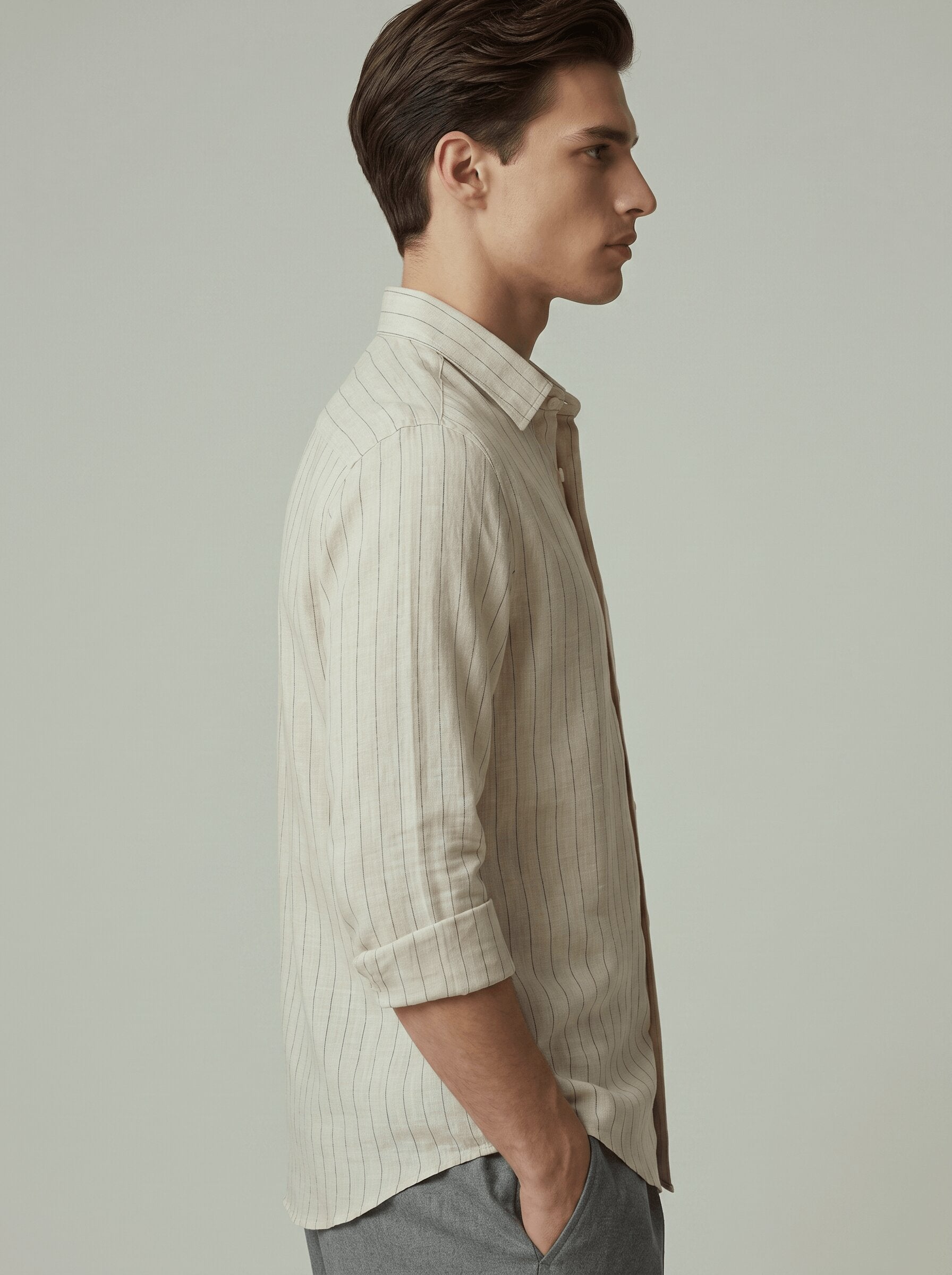 Griege Pinstriped Linen Shirt