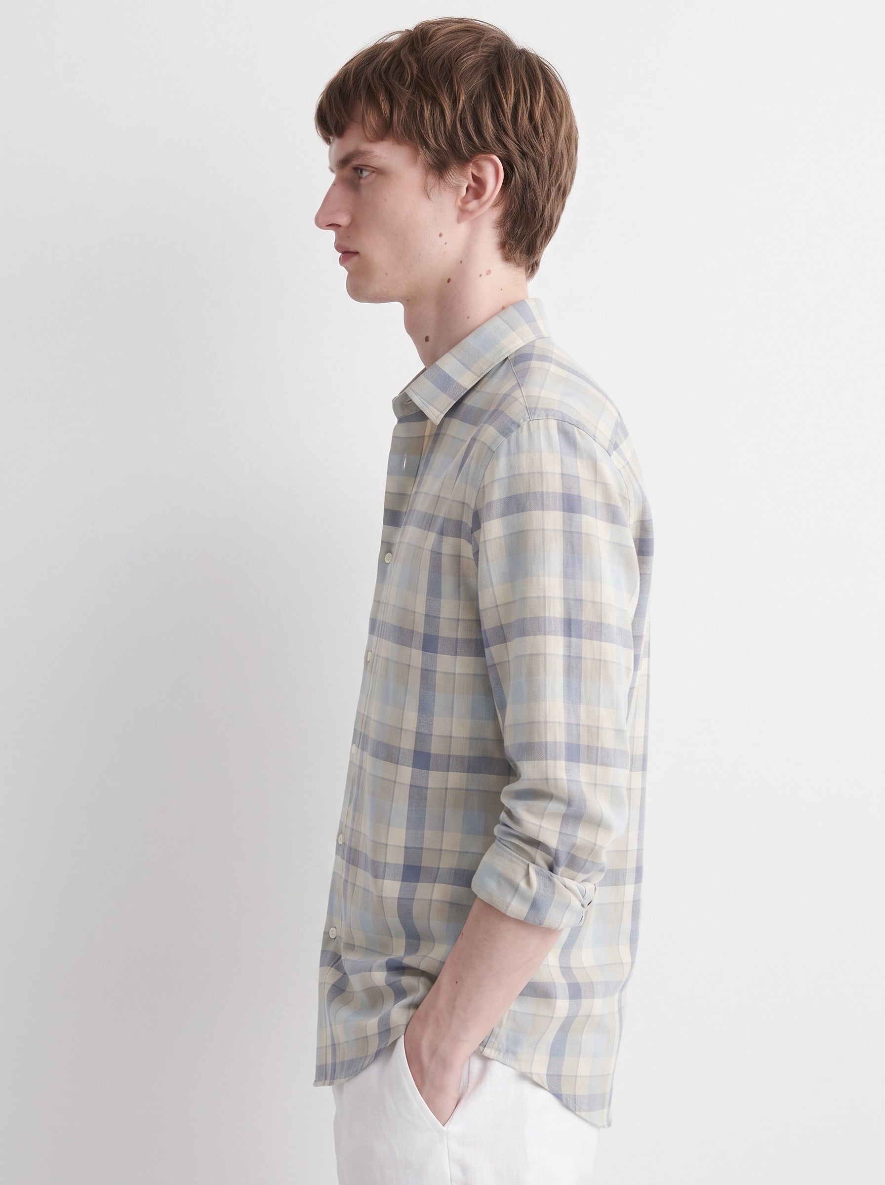 Navy Blue Striped Linen Shirt