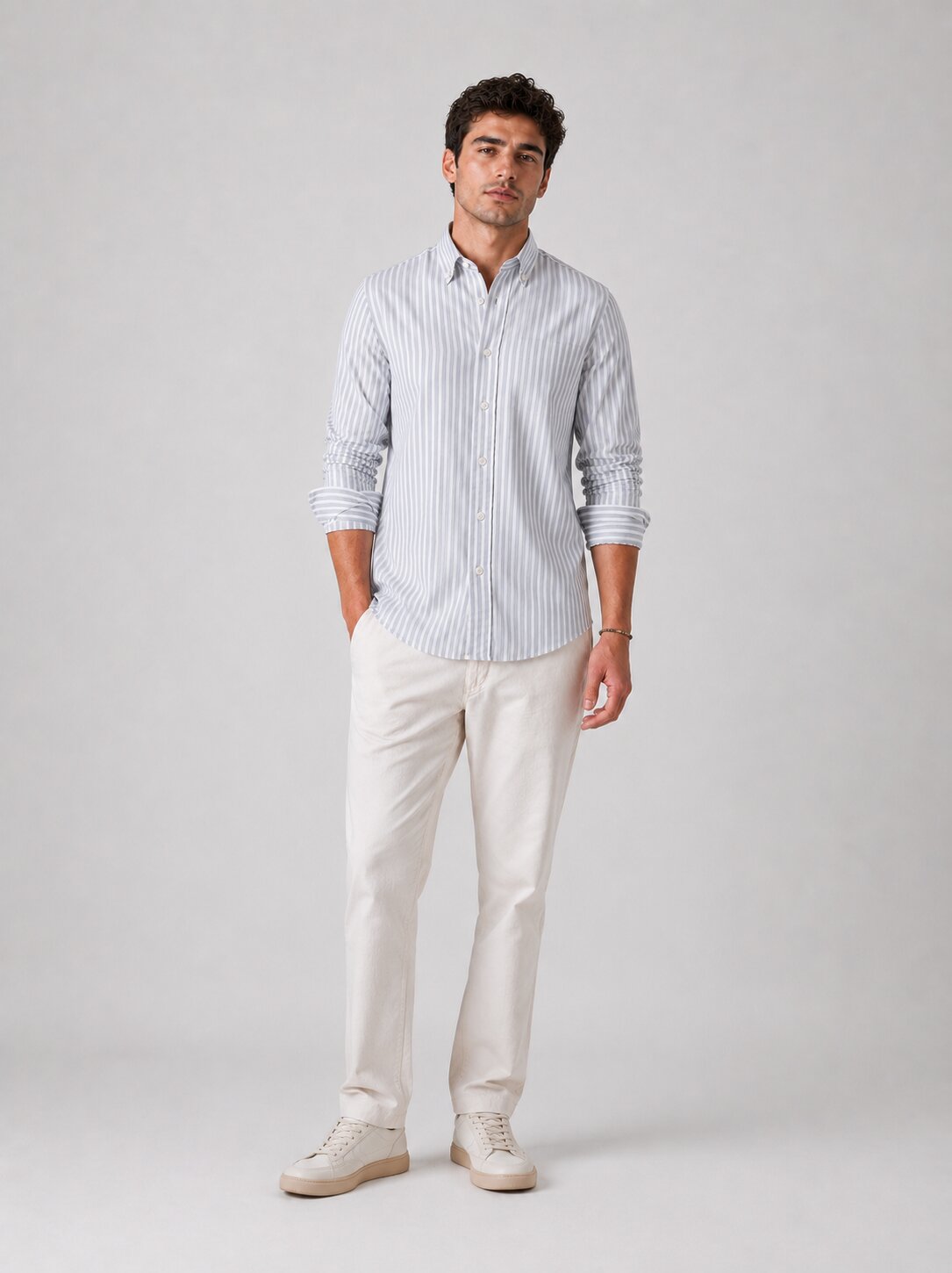 Sky Blue Striped Linen Shirts