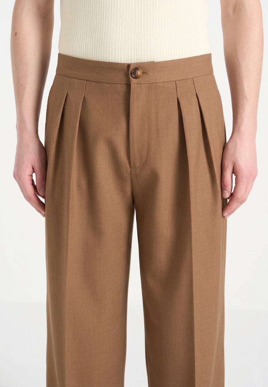 Tan Korean Pants – Premium Tapered Fit Stretch Trousers