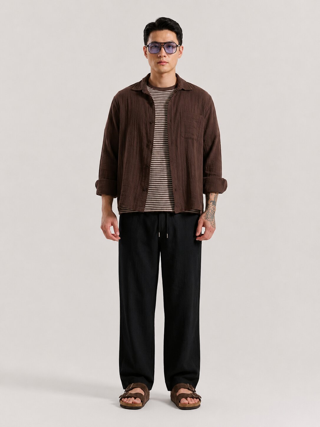 Black Cotton Linen Pant