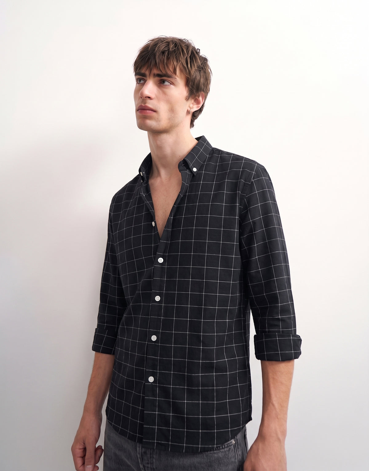 Black Checked Cotton Shirt