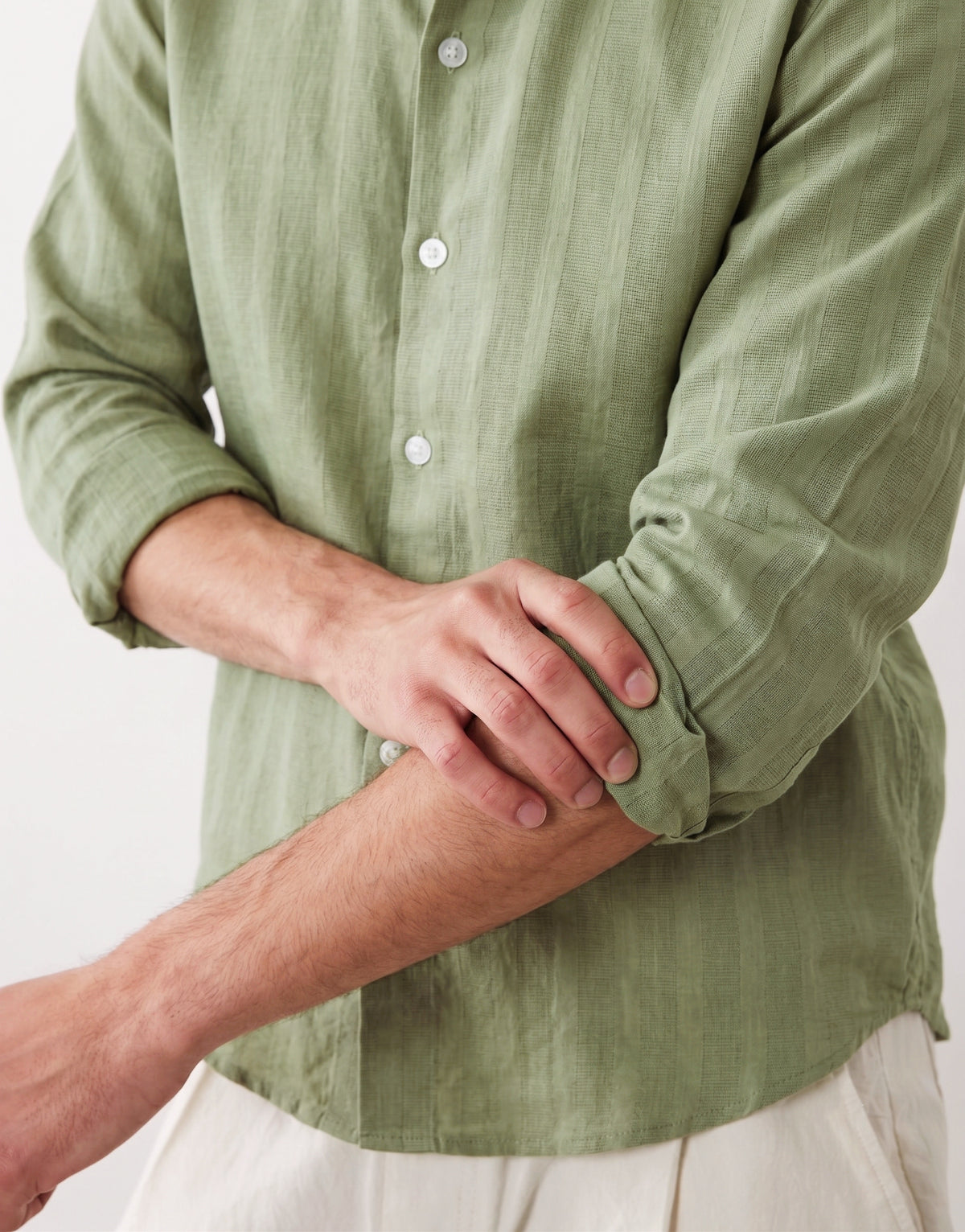 Sage Cotton Striped Shirt