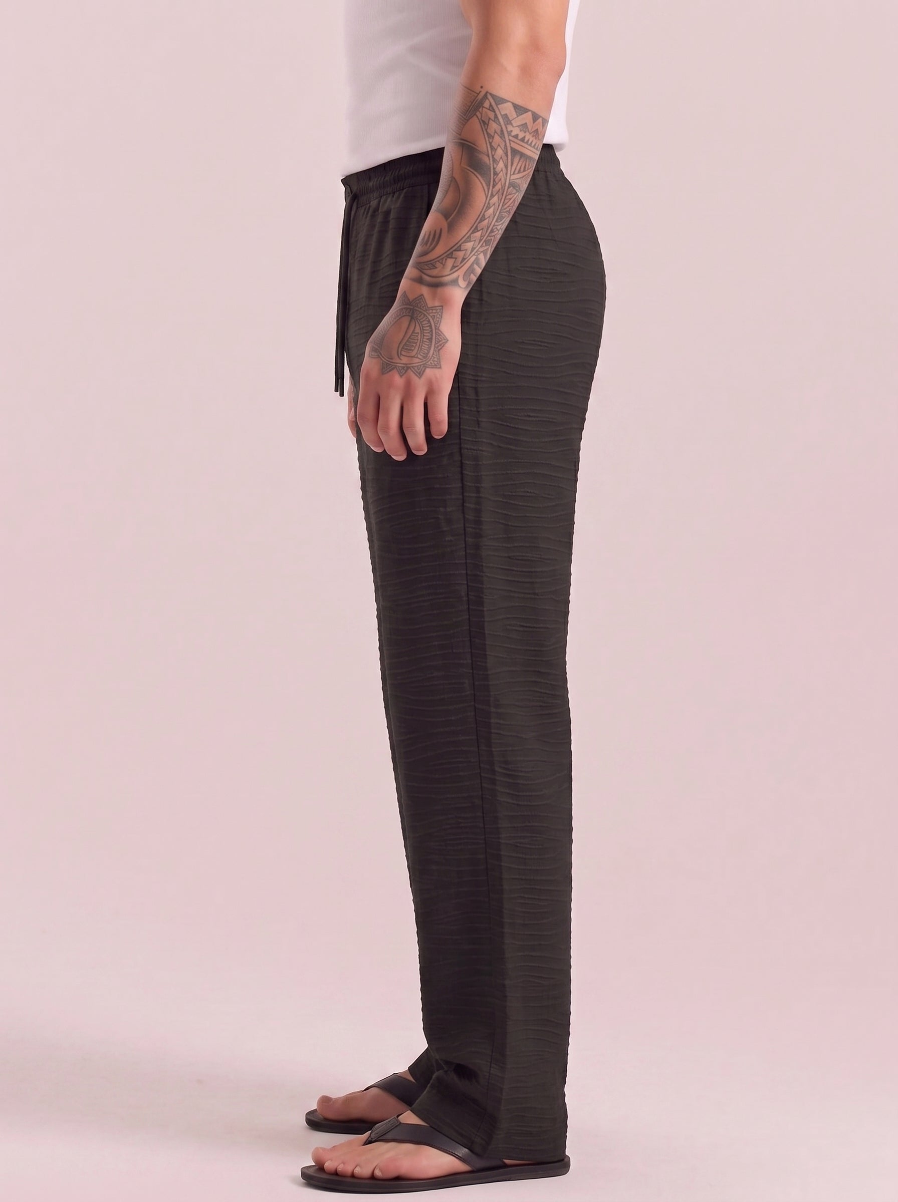 Dark Night Striped Cotton Linen Pant