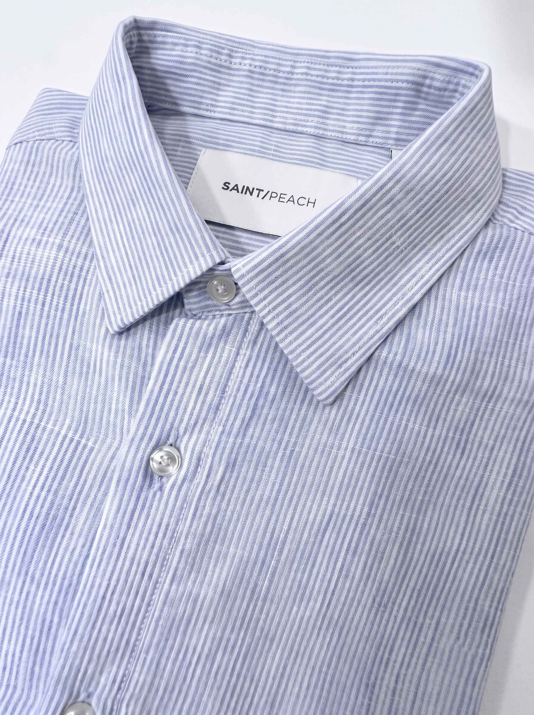 Ice Blue Striped Linen Shirt