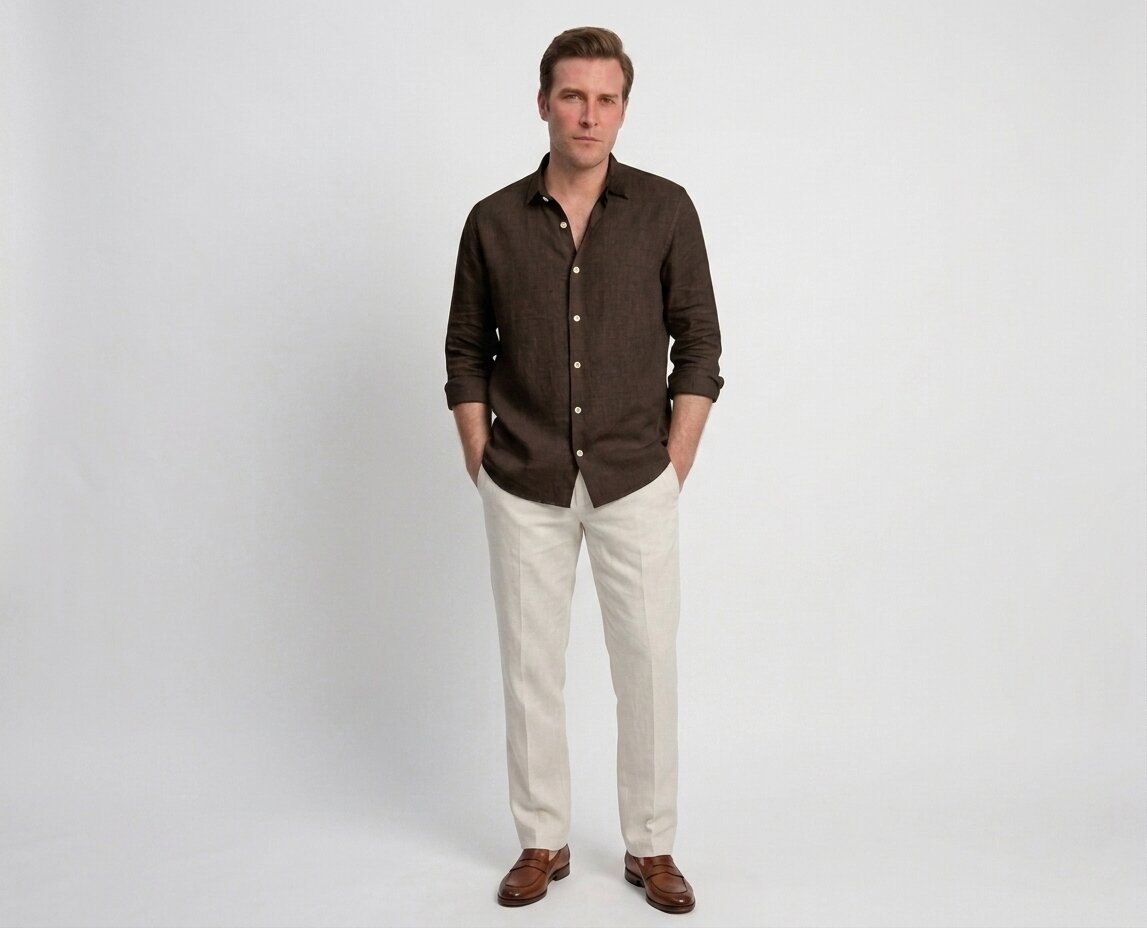 Dark Olive Linen Shirt
