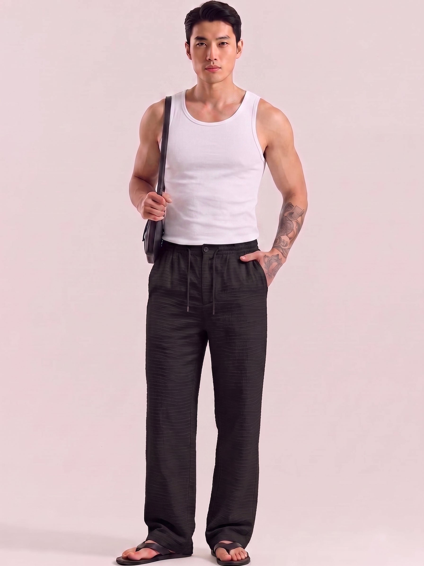 Dark Night Striped Cotton Linen Pant