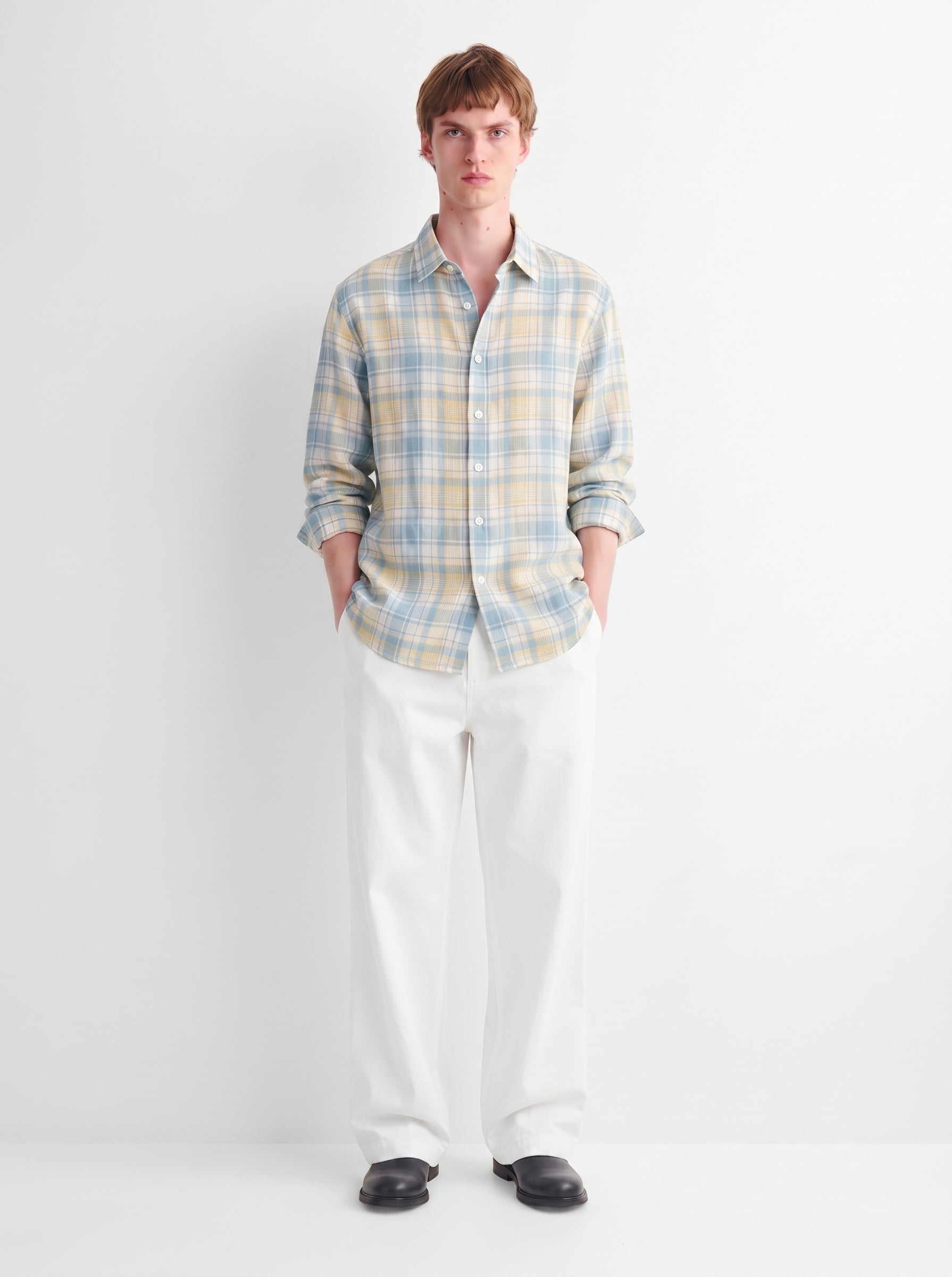 Blue Checked Linen Shirt
